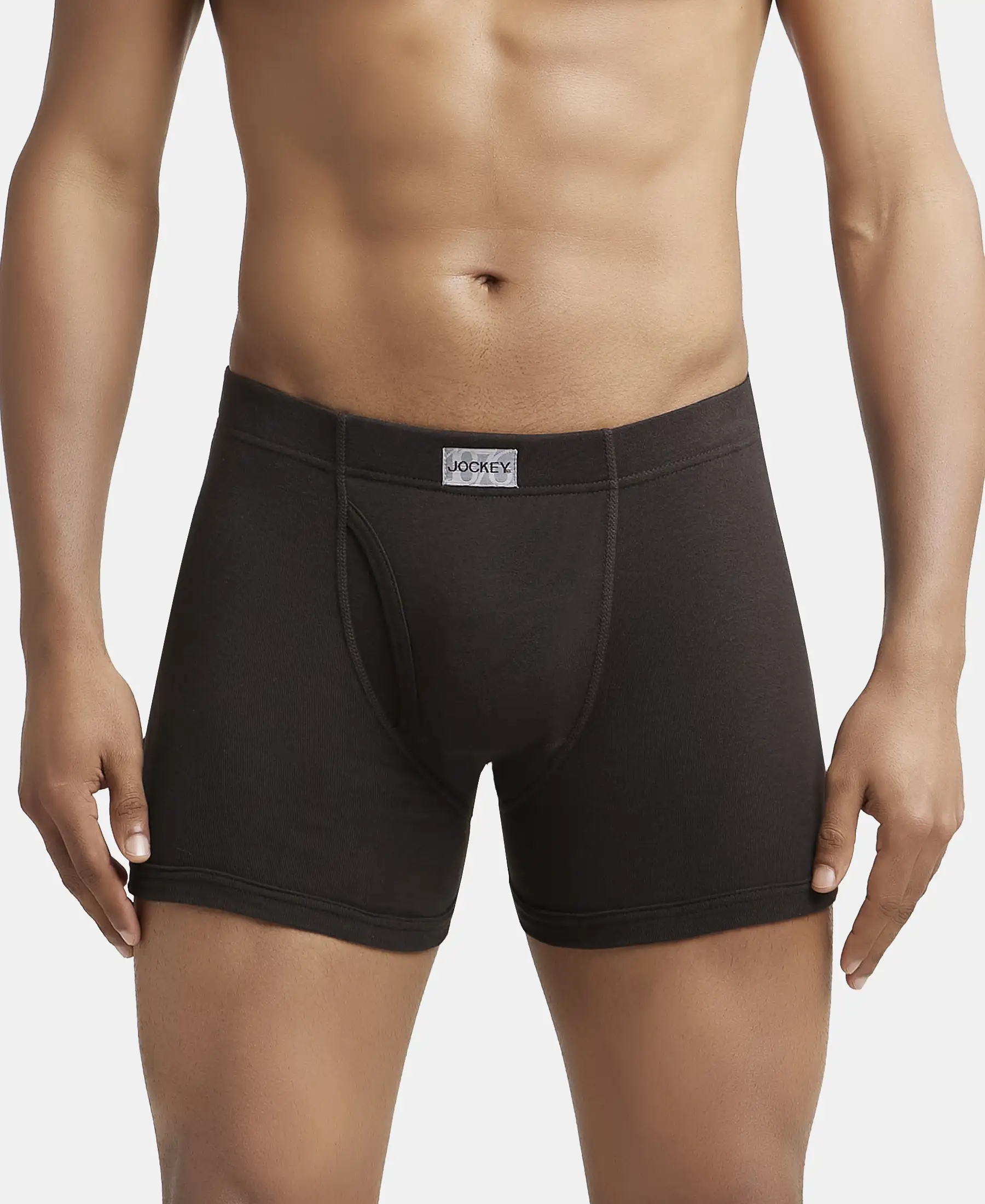 Super Combed Cotton Rib Solid Boxer Brief with Ultrasoft and Durable Waistband - Brown (Pack of 2) - Image 7