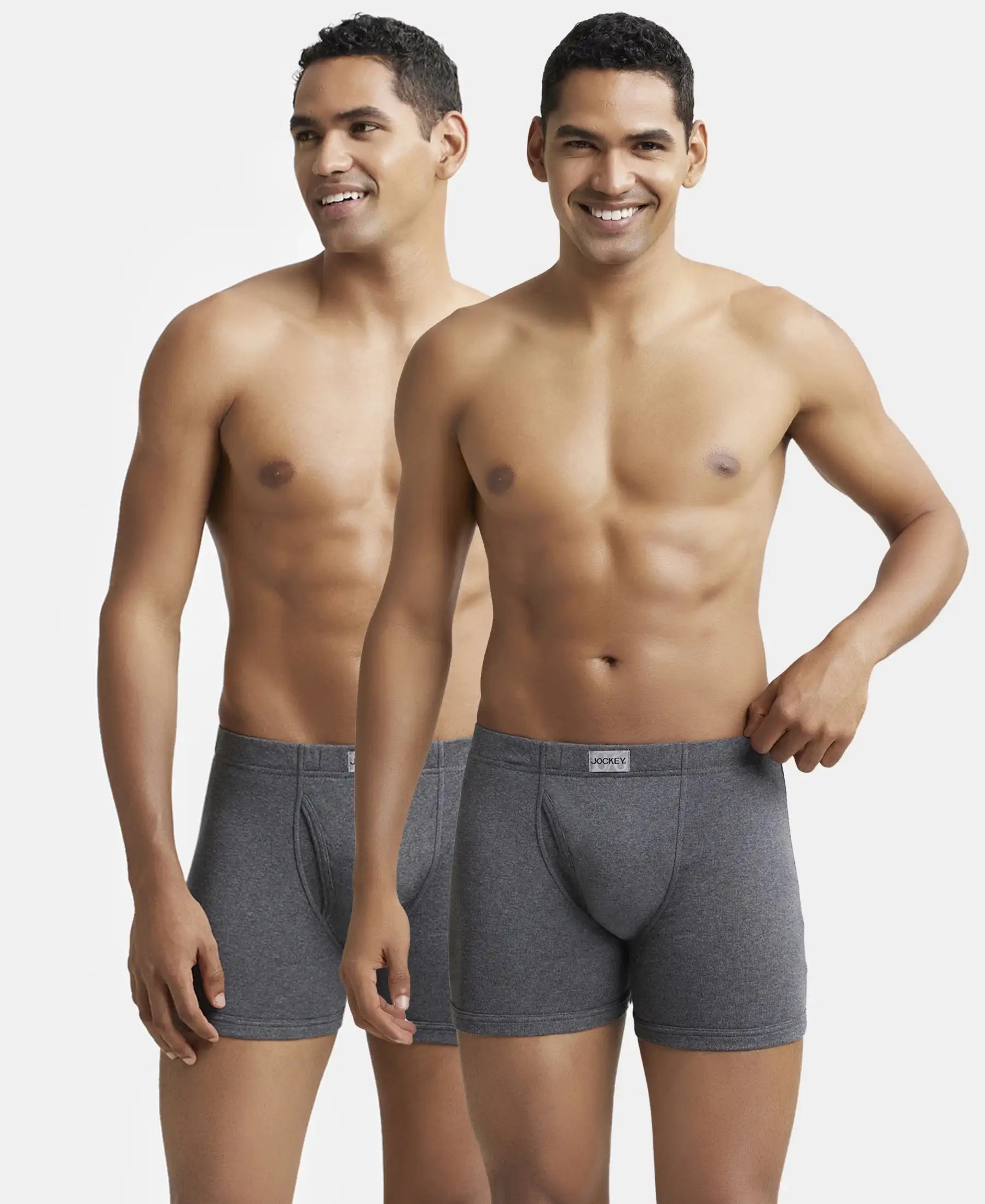Super Combed Cotton Rib Solid Boxer Brief with Ultrasoft and Durable Waistband - Charcoal Melange (Pack of 2) - Image 5