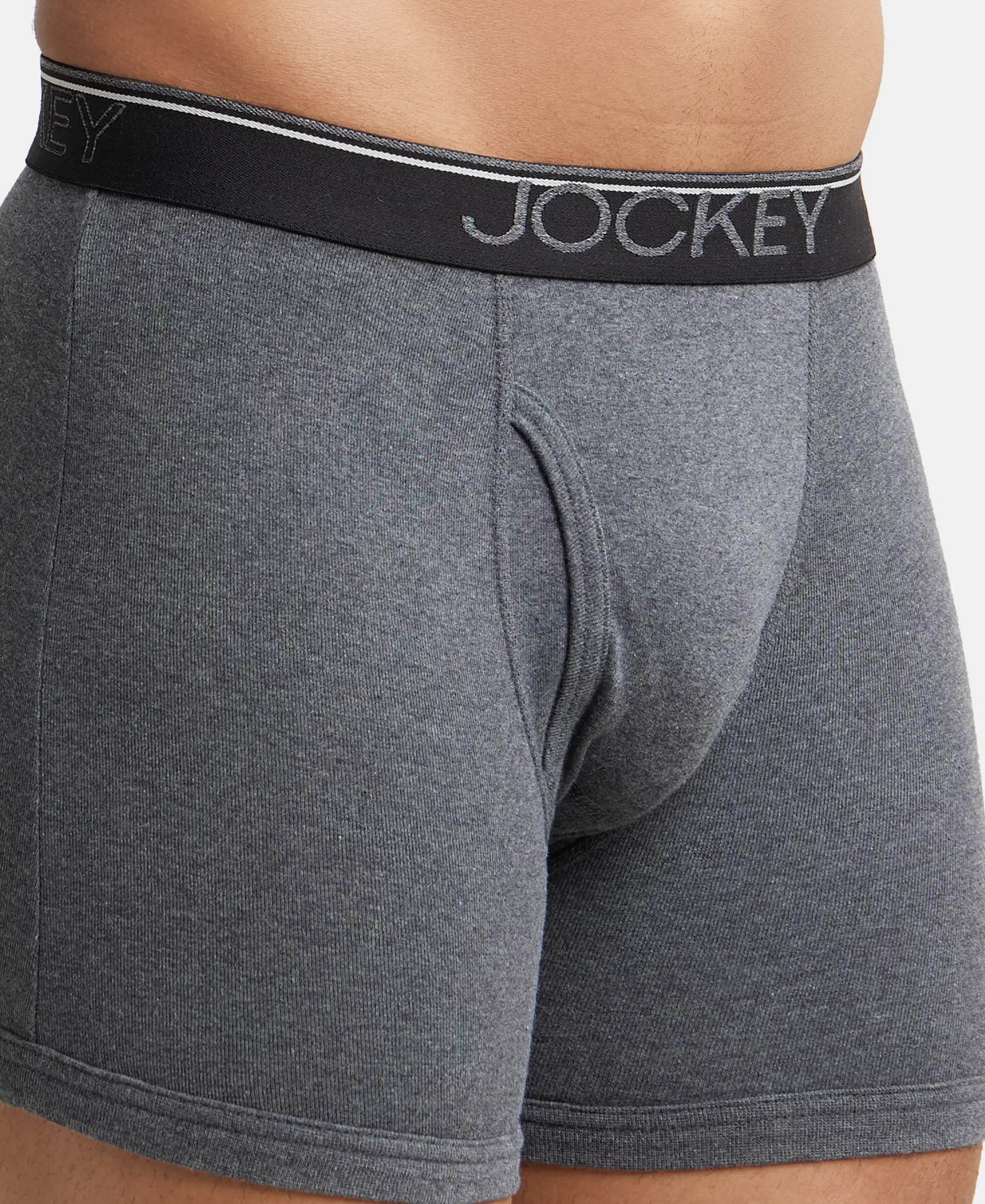 Super Combed Cotton Rib Solid Boxer Brief with Ultrasoft and Durable Waistband - Charcoal Melange (Pack of 2) - Image 6