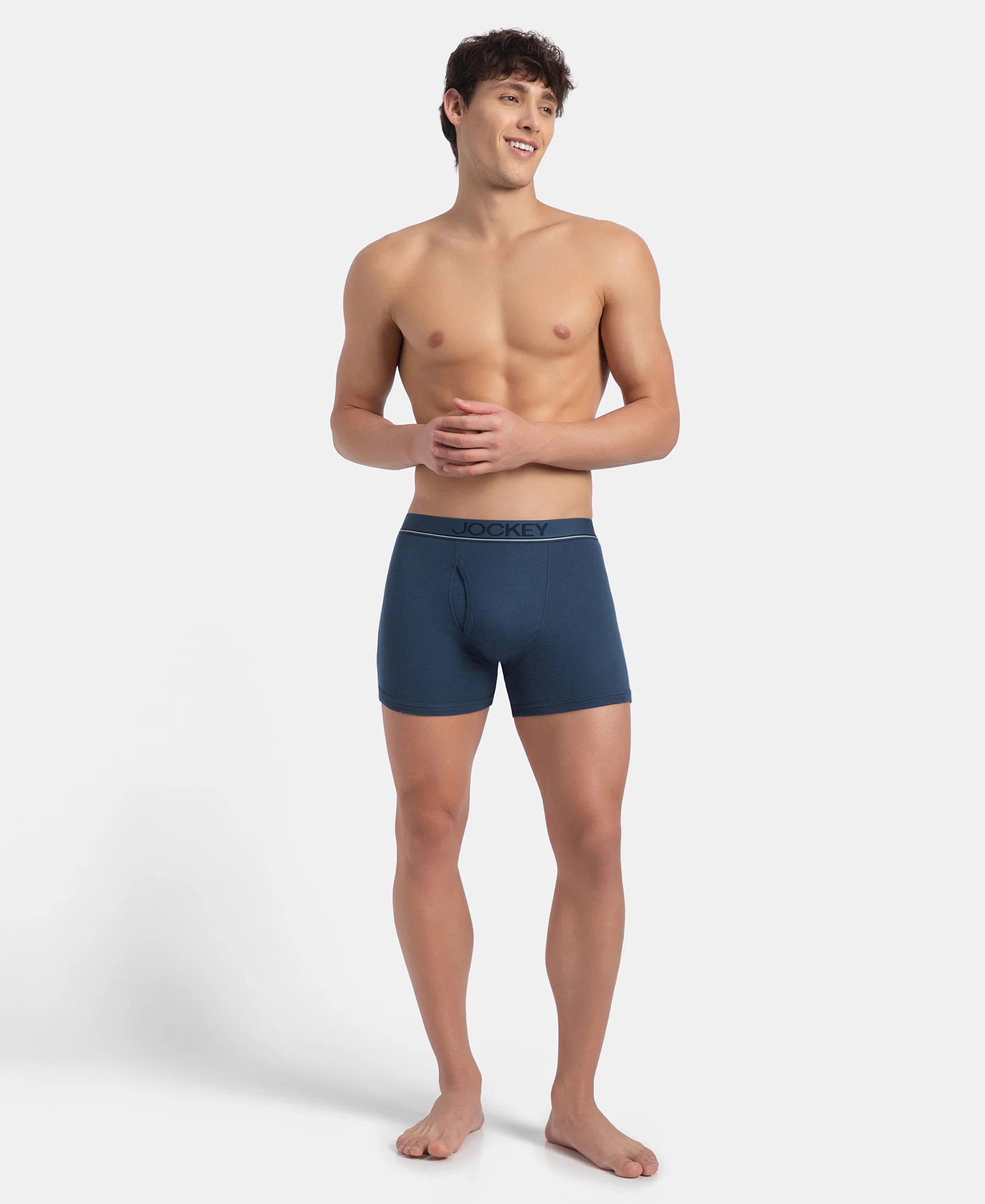 Super Combed Cotton Rib Solid Boxer Brief with Ultrasoft and Durable Waistband - Dark Denim (Pack of 2) - Image 6