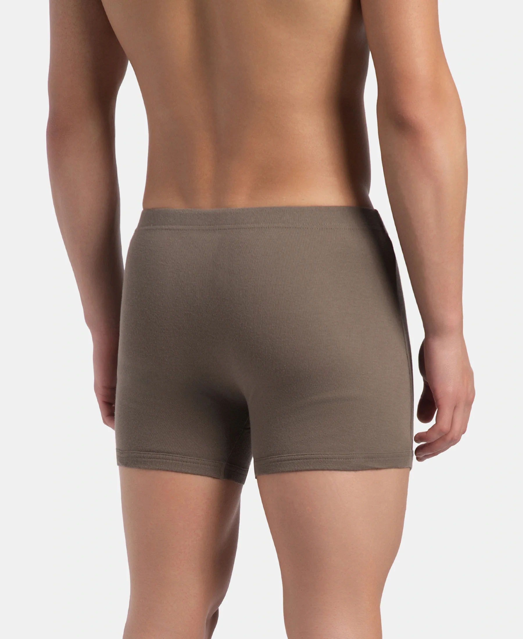 Super Combed Cotton Rib Solid Boxer Brief with Ultrasoft and Durable Waistband - Dark Khaki (Pack of 2) - Image 4