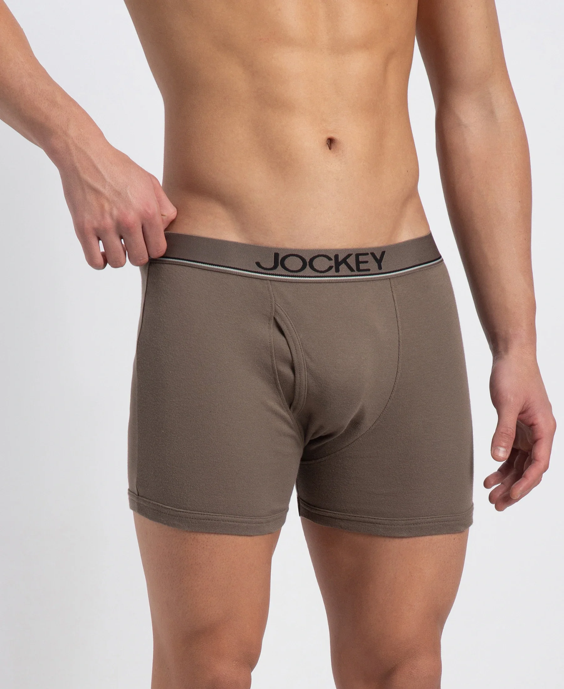 Super Combed Cotton Rib Solid Boxer Brief with Ultrasoft and Durable Waistband - Dark Khaki (Pack of 2) - Image 2