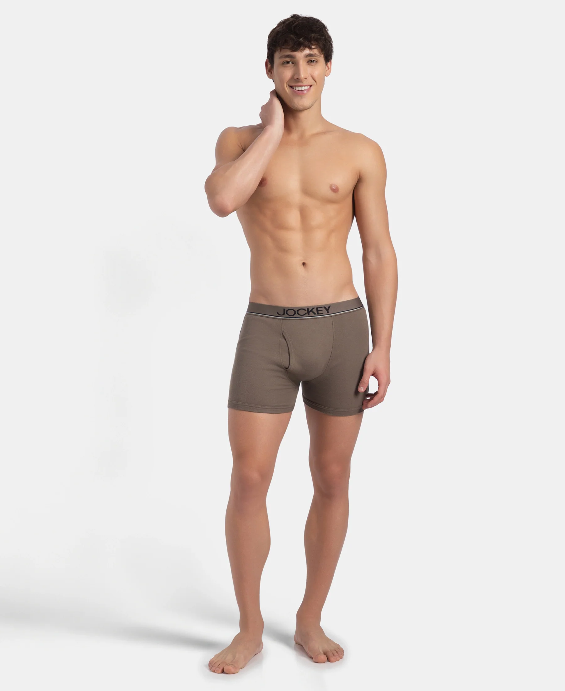 Super Combed Cotton Rib Solid Boxer Brief with Ultrasoft and Durable Waistband - Dark Khaki (Pack of 2) - Image 4
