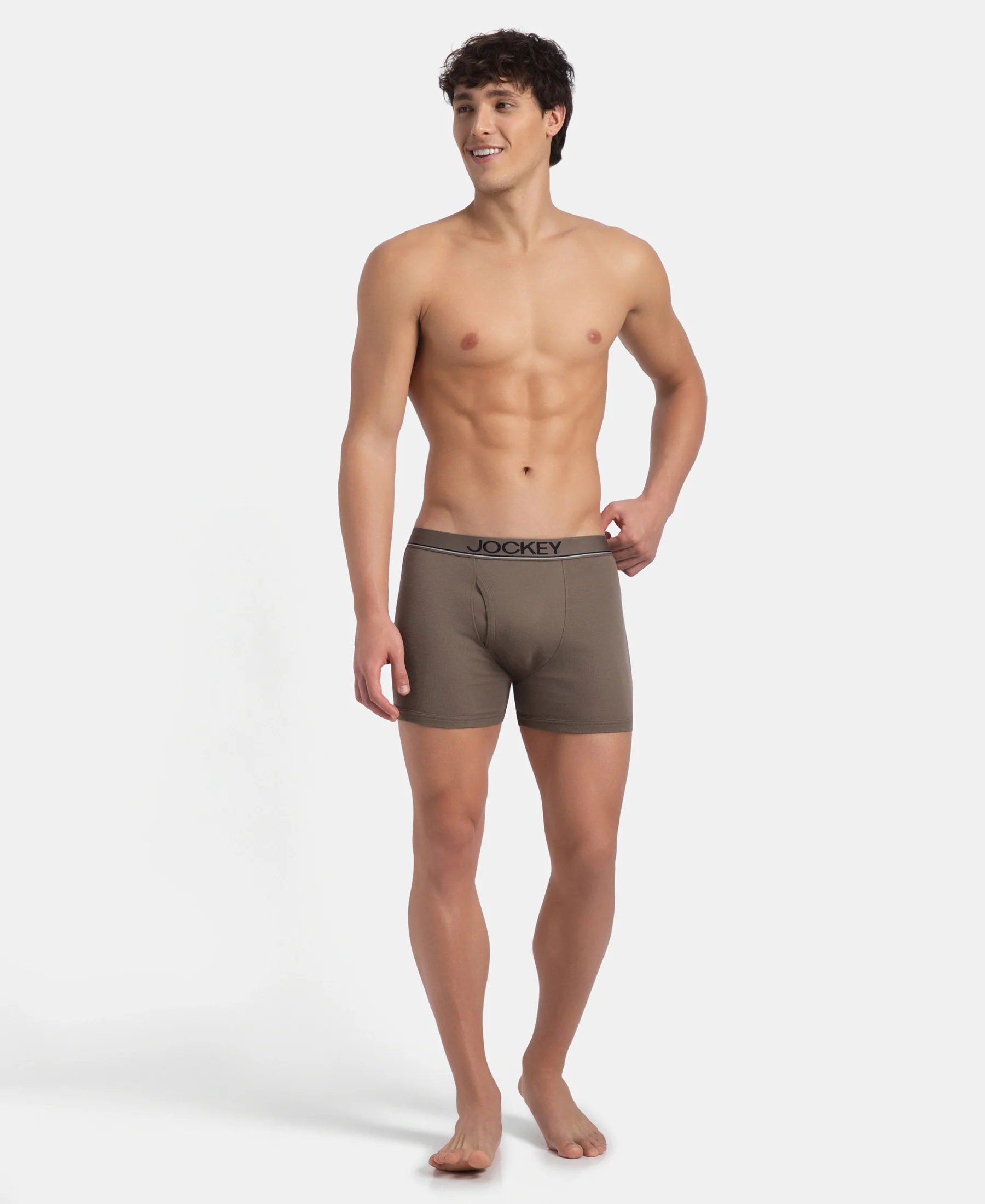 Super Combed Cotton Rib Solid Boxer Brief with Ultrasoft and Durable Waistband - Dark Khaki (Pack of 2) - Image 6