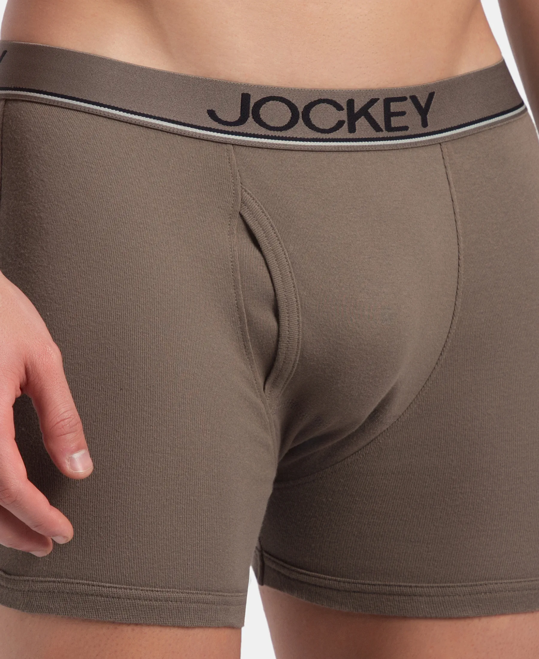 Super Combed Cotton Rib Solid Boxer Brief with Ultrasoft and Durable Waistband - Dark Khaki (Pack of 2) - Image 7