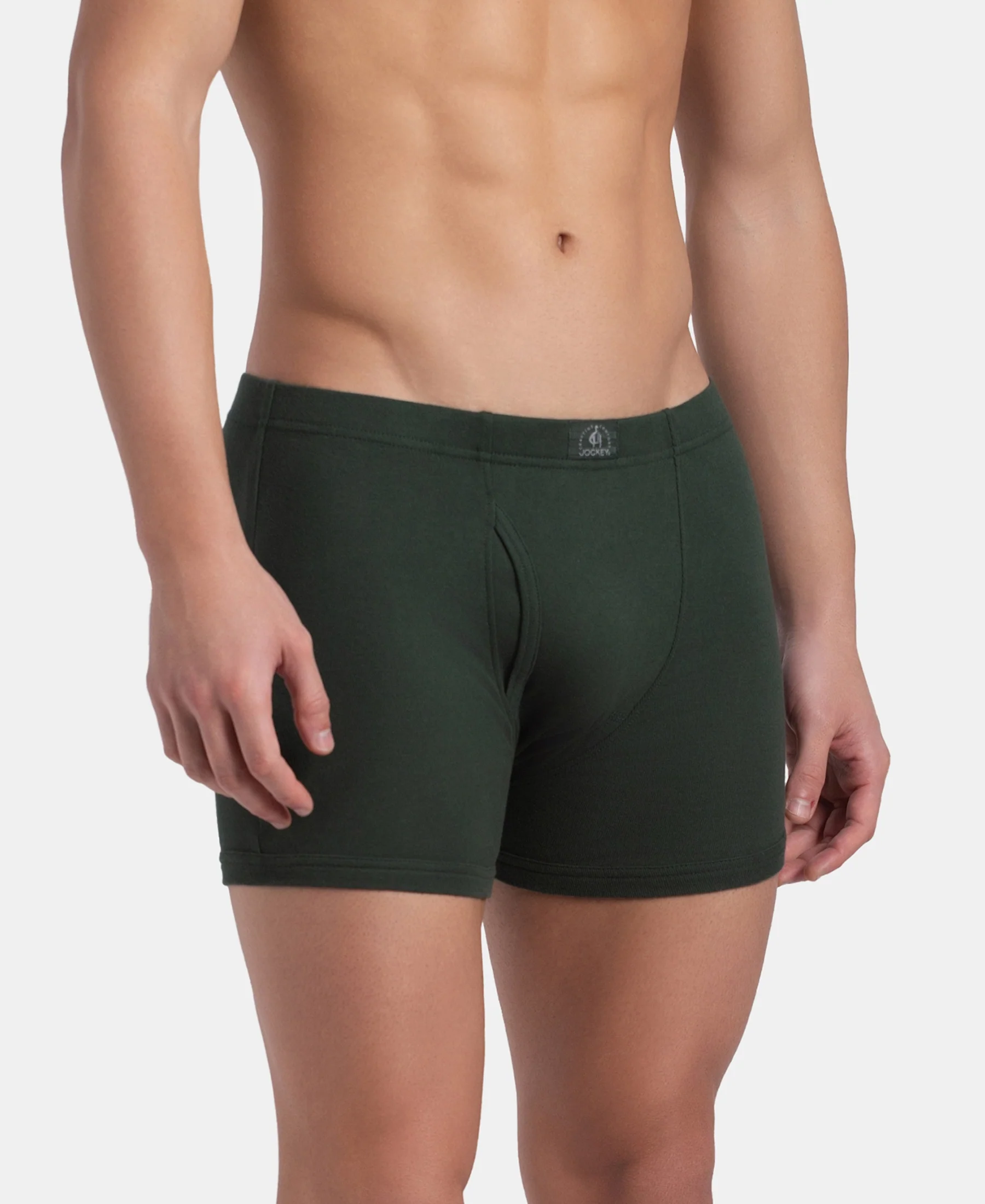 Super Combed Cotton Rib Solid Boxer Brief with Ultrasoft and Durable Waistband - Deep Forest - Image 2