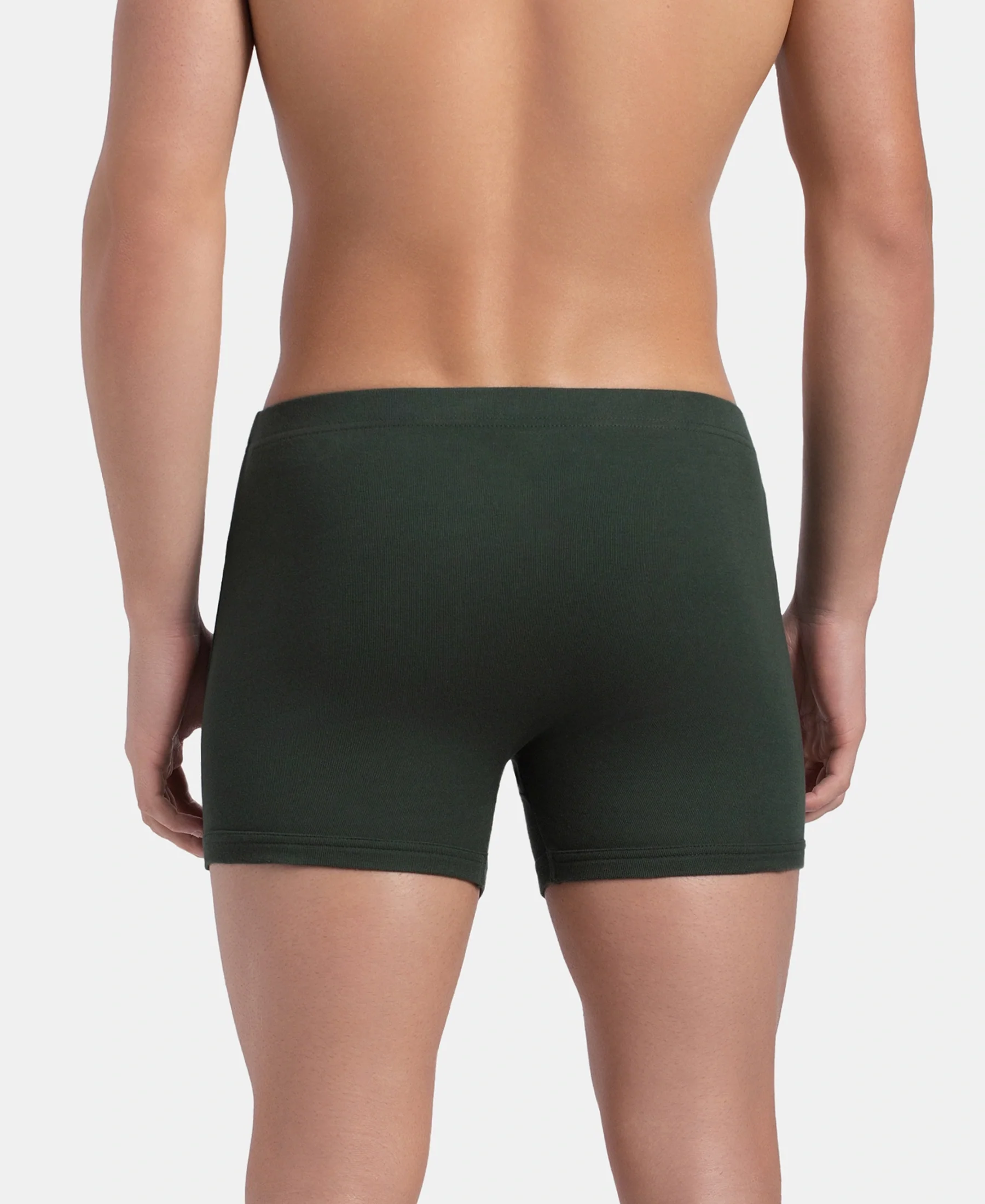 Super Combed Cotton Rib Solid Boxer Brief with Ultrasoft and Durable Waistband - Deep Forest - Image 3