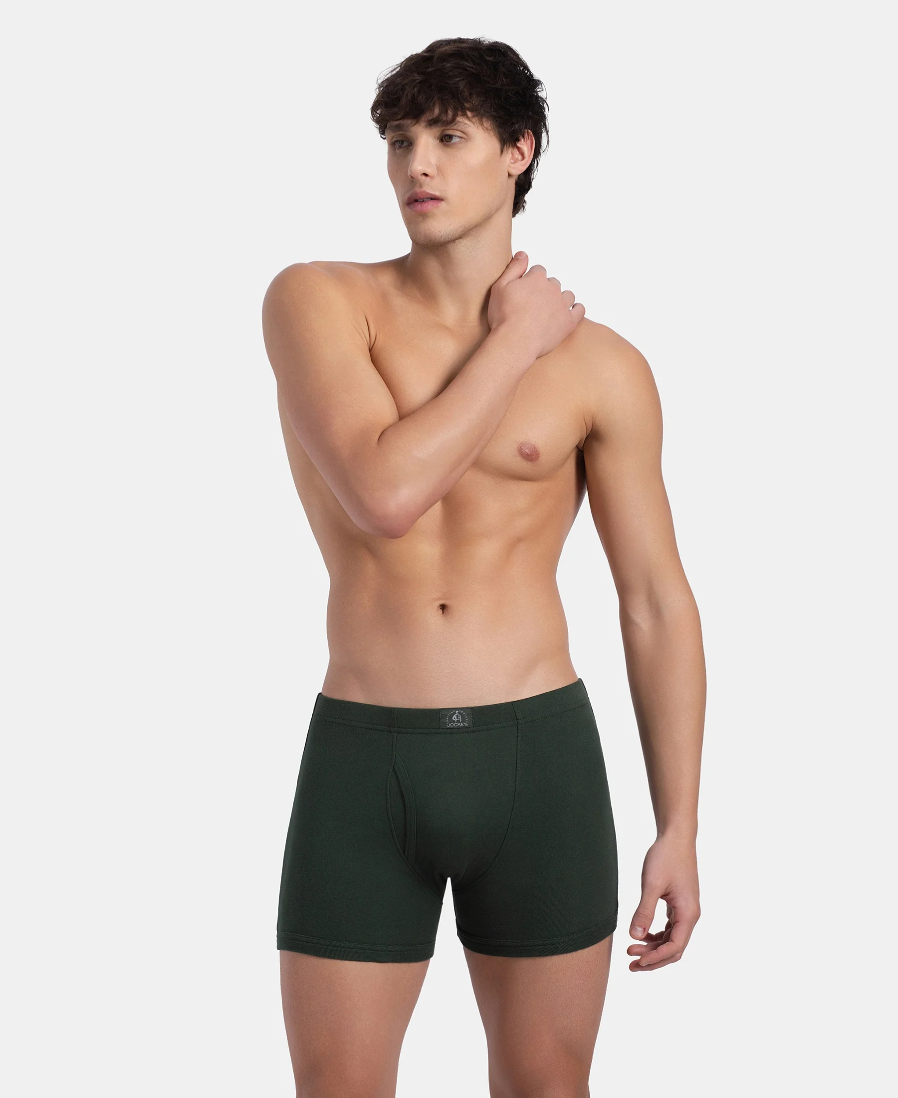 Super Combed Cotton Rib Solid Boxer Brief with Ultrasoft and Durable Waistband - Deep Forest - Image 5