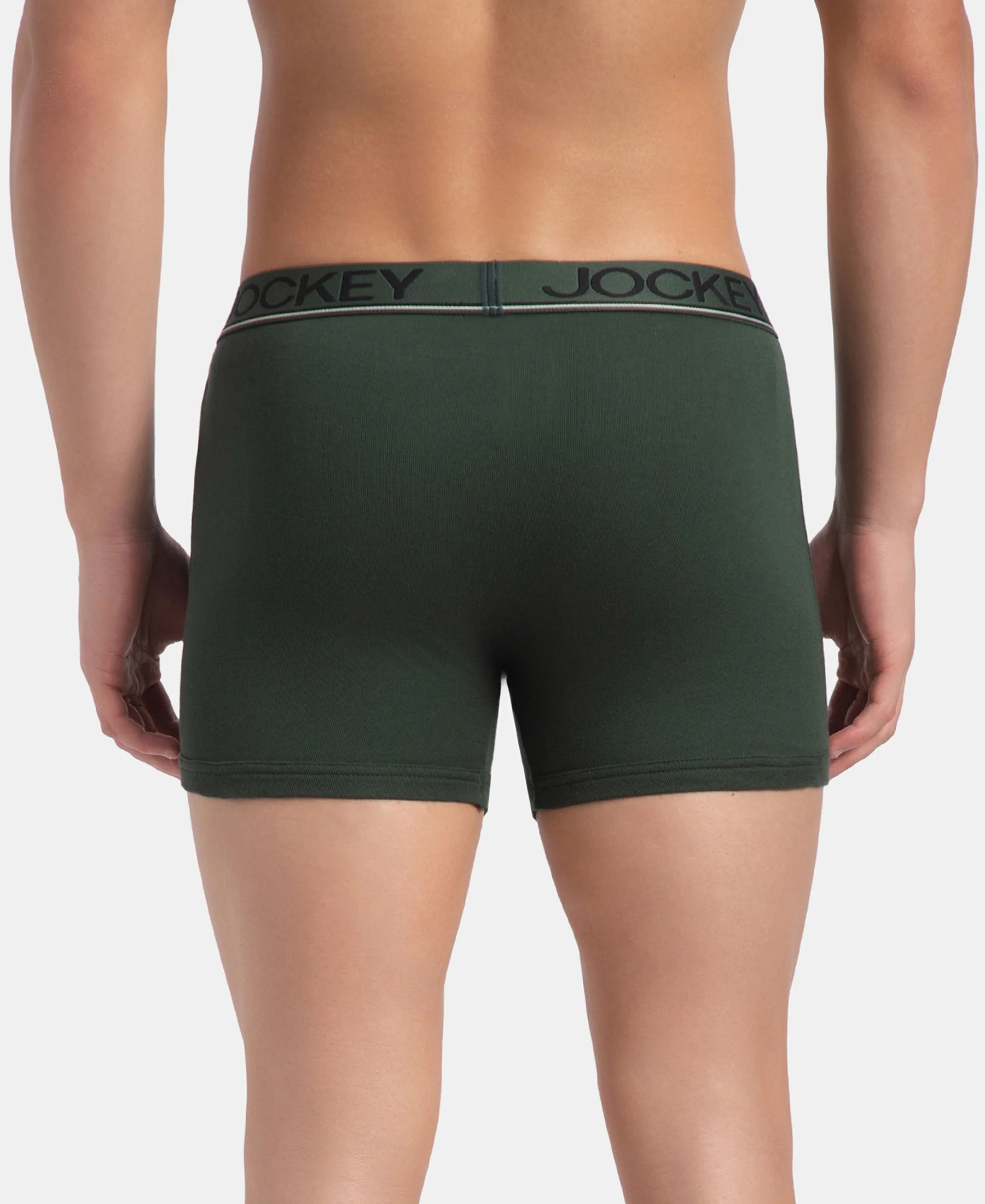 Super Combed Cotton Rib Solid Boxer Brief with Ultrasoft and Durable Waistband - Deep Forest - Image 3