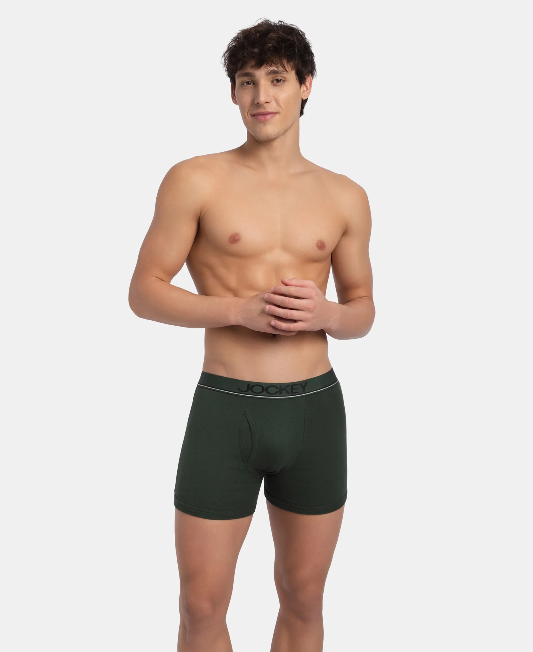 Super Combed Cotton Rib Solid Boxer Brief with Ultrasoft and Durable Waistband - Deep Forest - Image 5