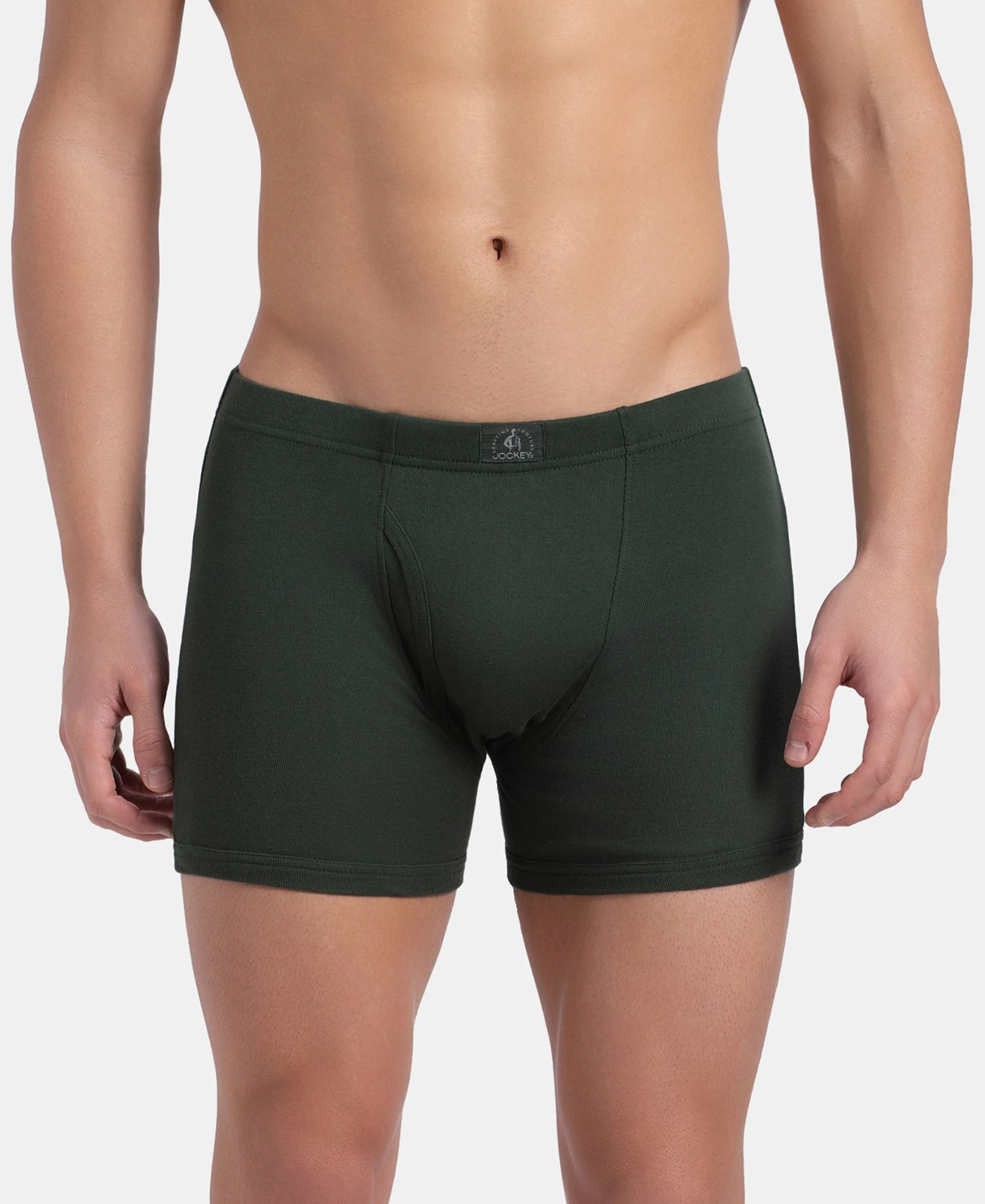 Super Combed Cotton Rib Solid Boxer Brief with Ultrasoft and Durable Waistband - Deep Forest (Pack of 2) - Image 2