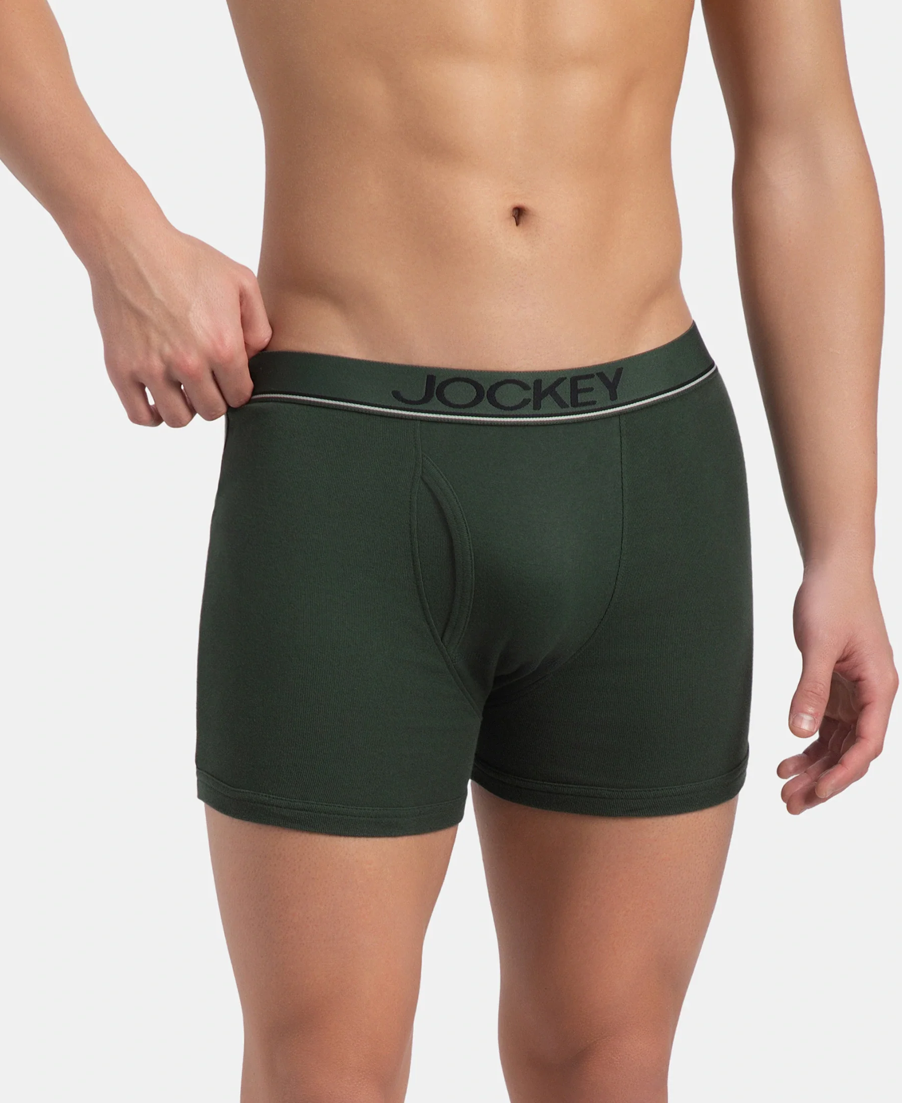 Super Combed Cotton Rib Solid Boxer Brief with Ultrasoft and Durable Waistband - Deep Forest (Pack of 2) - Image 2