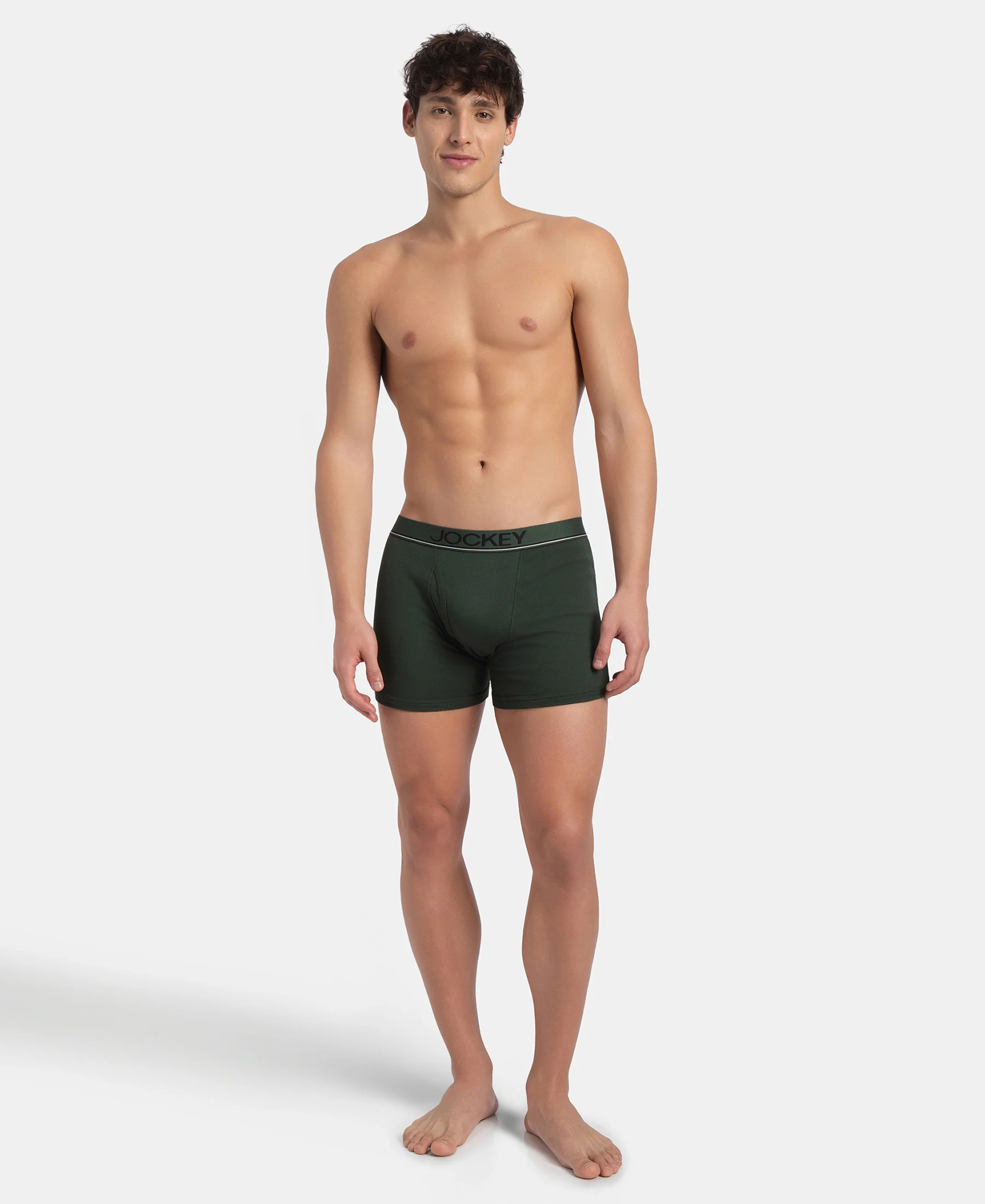 Super Combed Cotton Rib Solid Boxer Brief with Ultrasoft and Durable Waistband - Deep Forest (Pack of 2) - Image 4