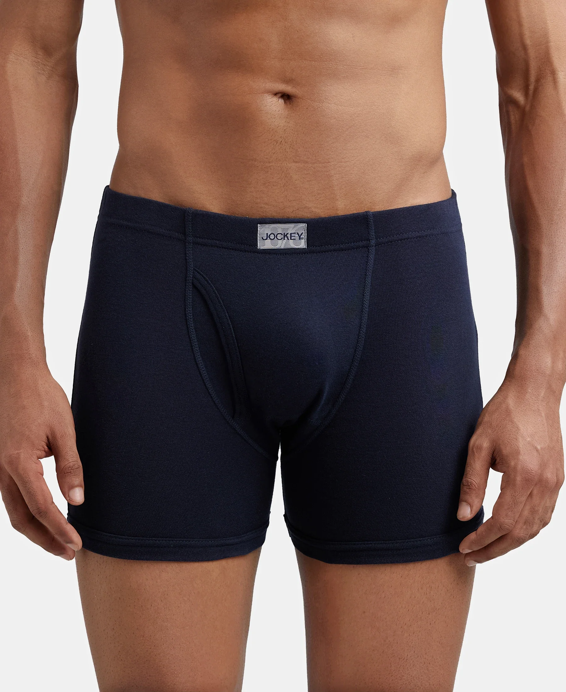 Super Combed Cotton Rib Solid Boxer Brief with Ultrasoft and Durable Waistband - Deep Navy