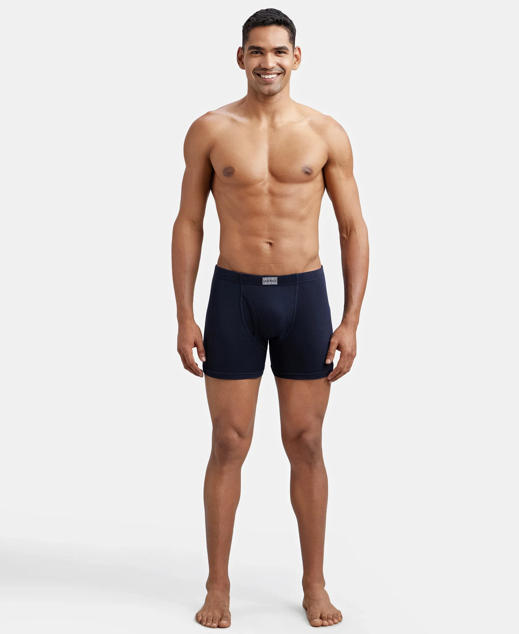 Super Combed Cotton Rib Solid Boxer Brief with Ultrasoft and Durable Waistband - Deep Navy - Image 4