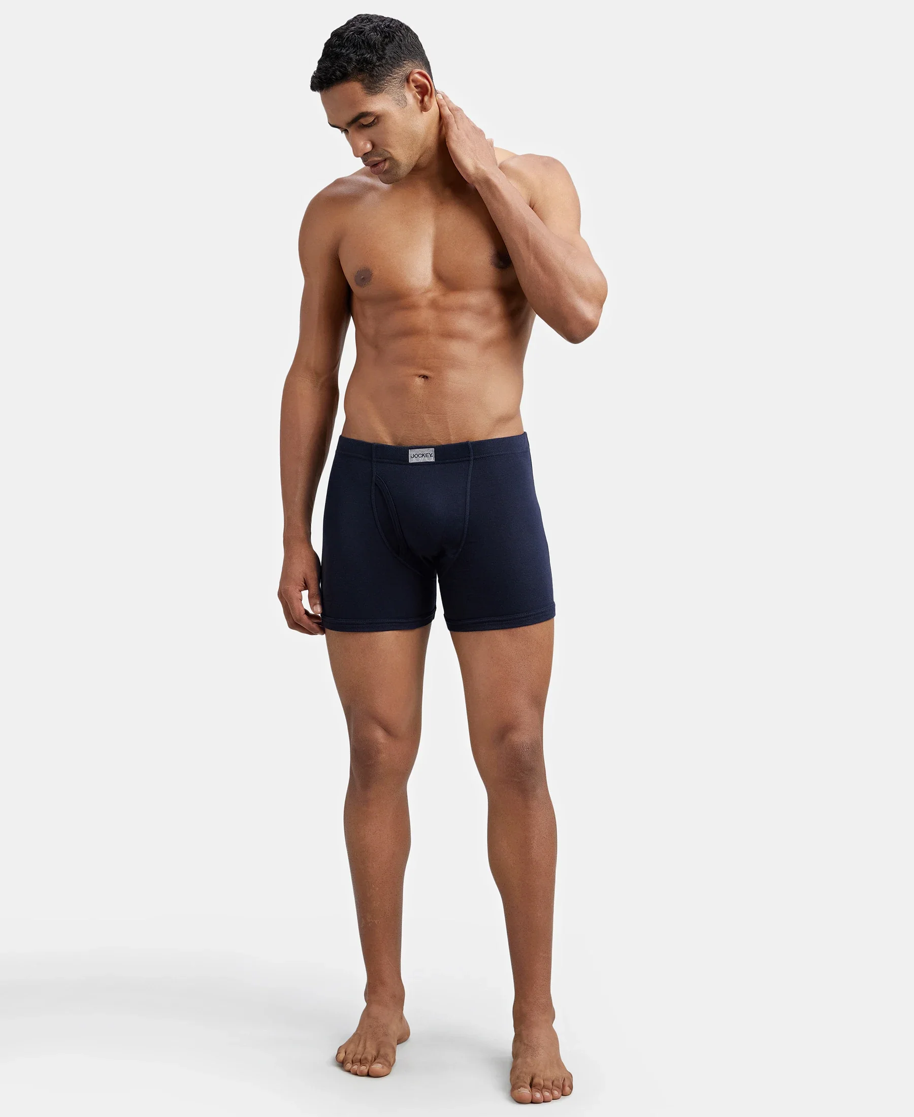 Super Combed Cotton Rib Solid Boxer Brief with Ultrasoft and Durable Waistband - Deep Navy - Image 6