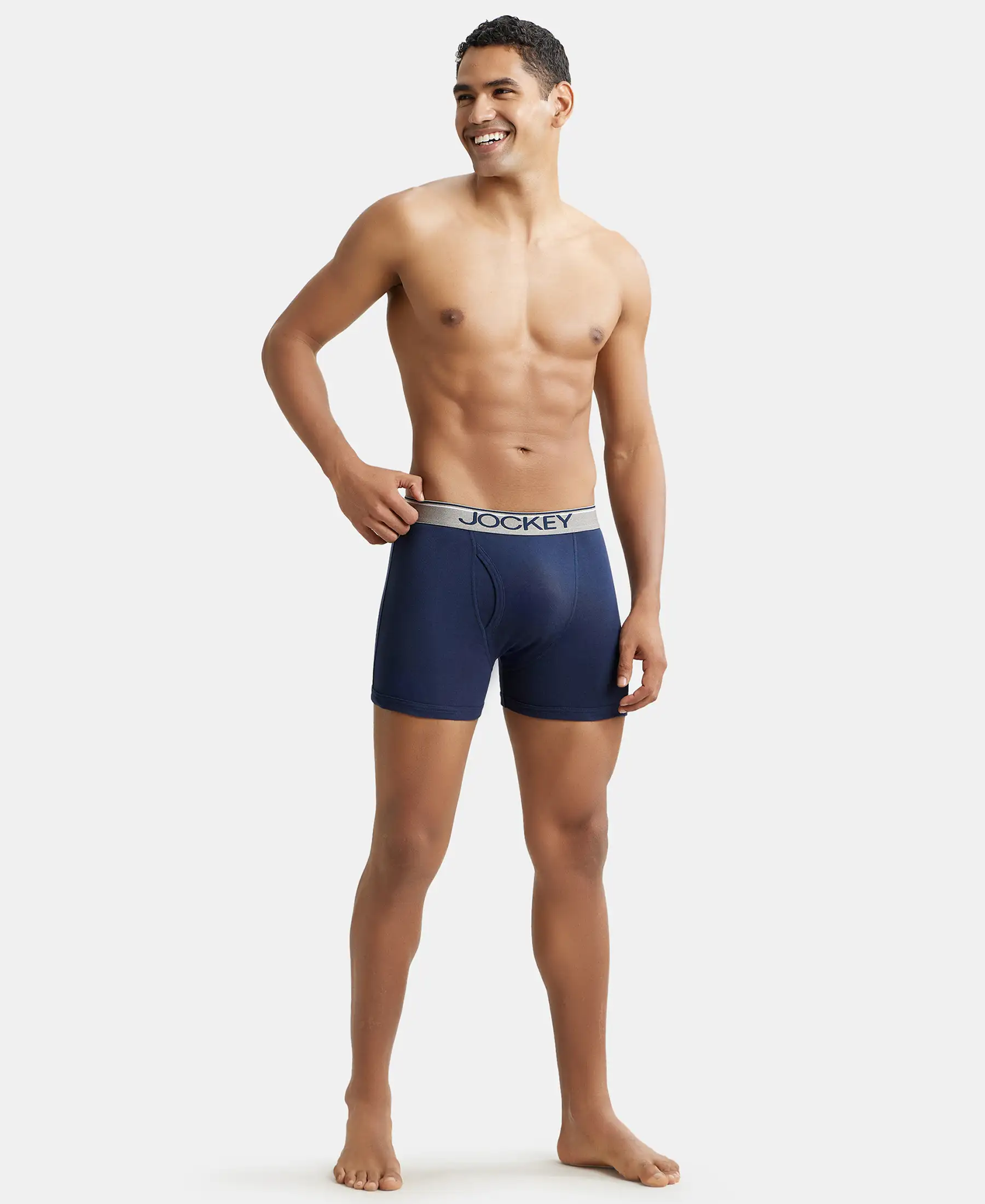 Super Combed Cotton Rib Solid Boxer Brief with Ultrasoft and Durable Waistband - Deep Navy - Image 4