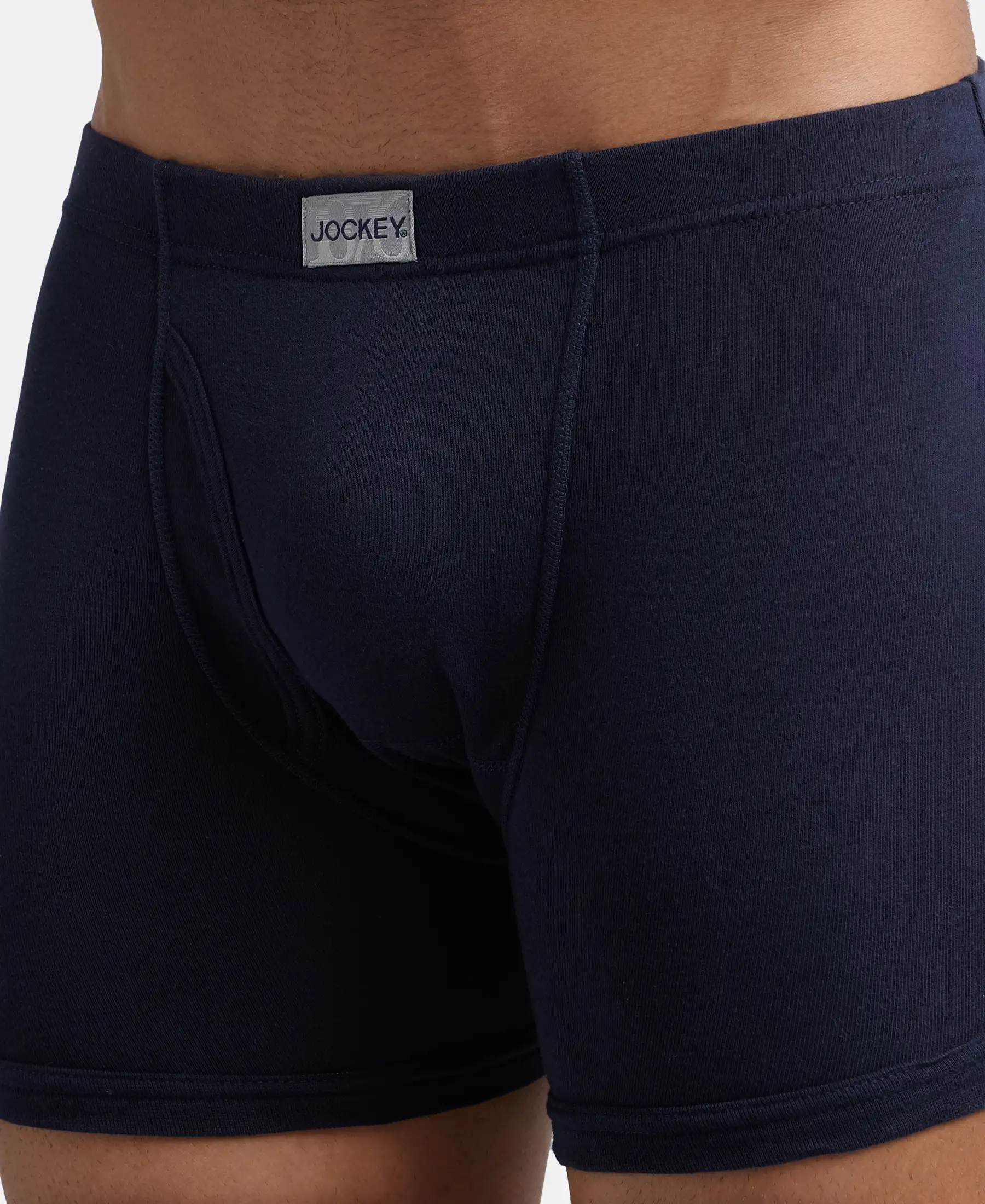 Super Combed Cotton Rib Solid Boxer Brief with Ultrasoft and Durable Waistband - Deep Navy (Pack of 2) - Image 6
