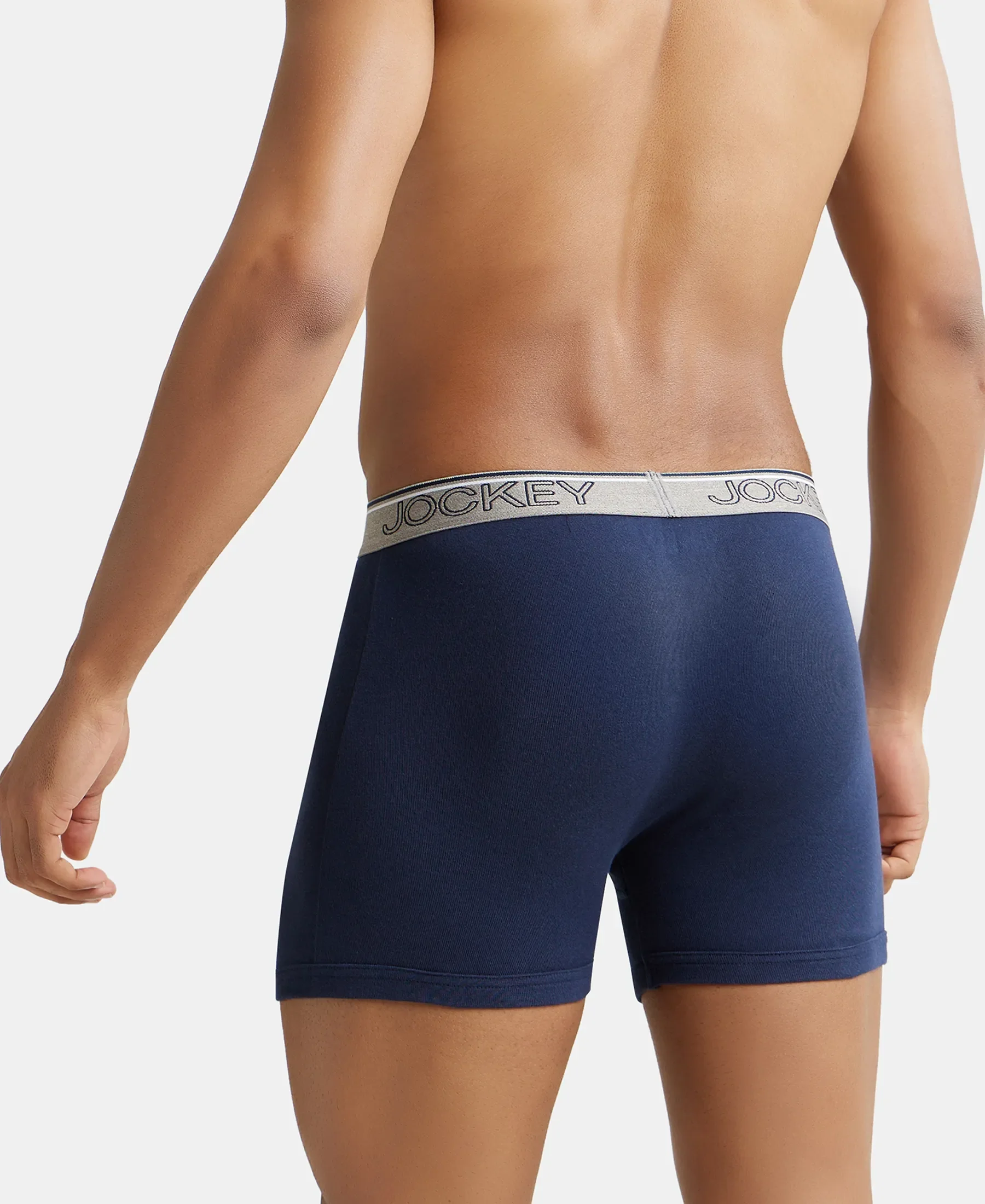 Super Combed Cotton Rib Solid Boxer Brief with Ultrasoft and Durable Waistband - Deep Navy (Pack of 2) - Image 3
