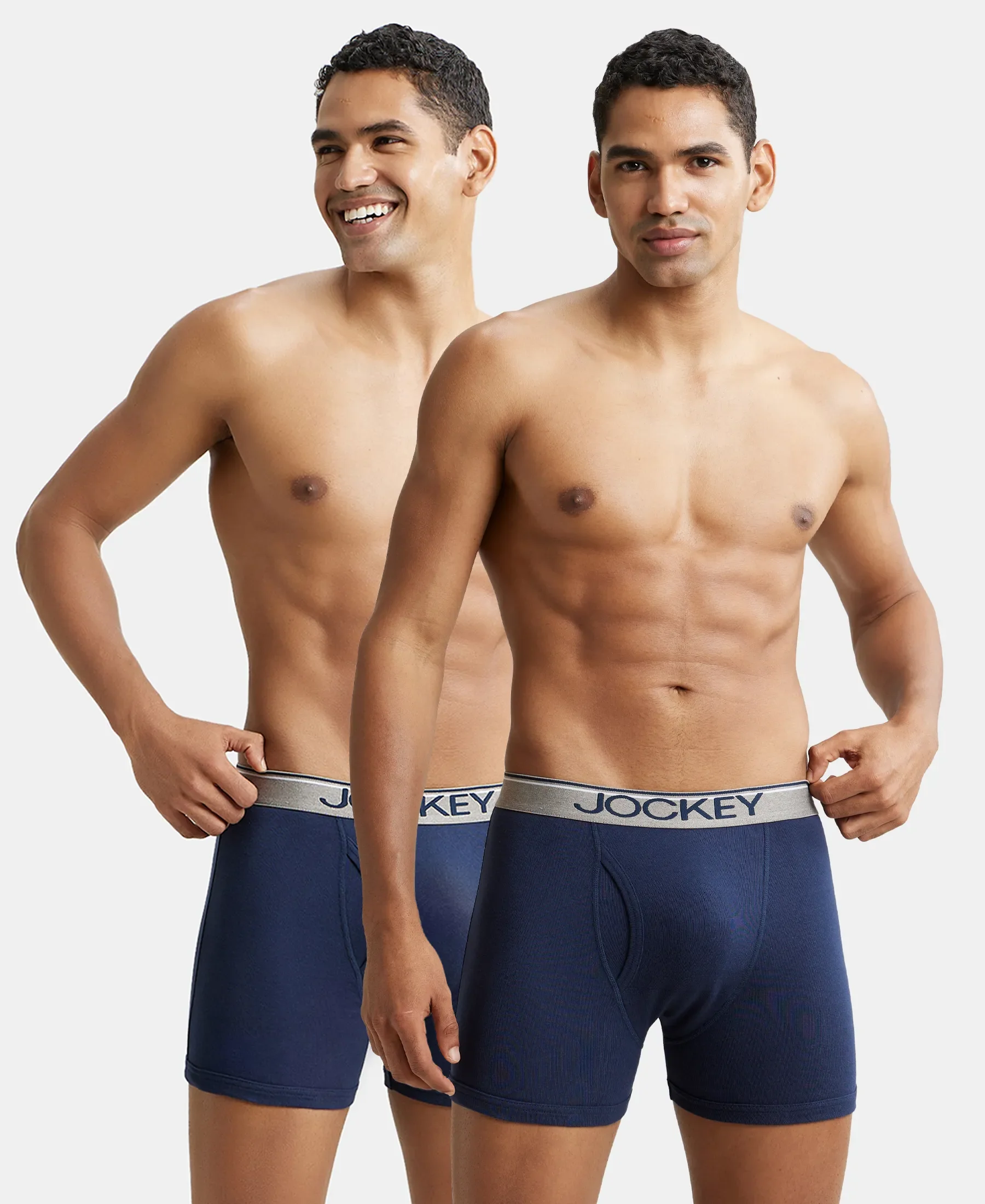 Super Combed Cotton Rib Solid Boxer Brief with Ultrasoft and Durable Waistband - Deep Navy (Pack of 2) - Image 5