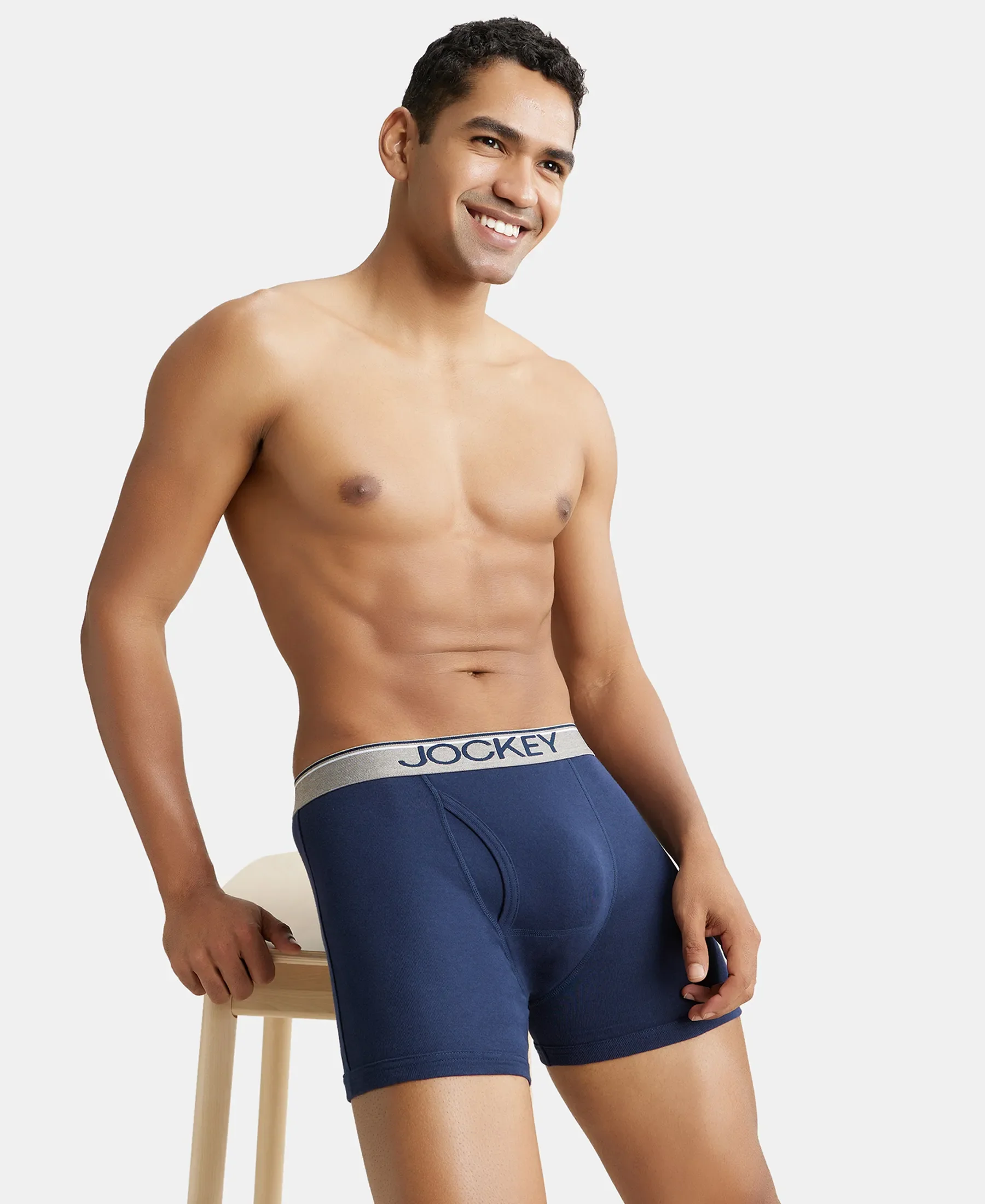 Super Combed Cotton Rib Solid Boxer Brief with Ultrasoft and Durable Waistband - Deep Navy (Pack of 2) - Image 8