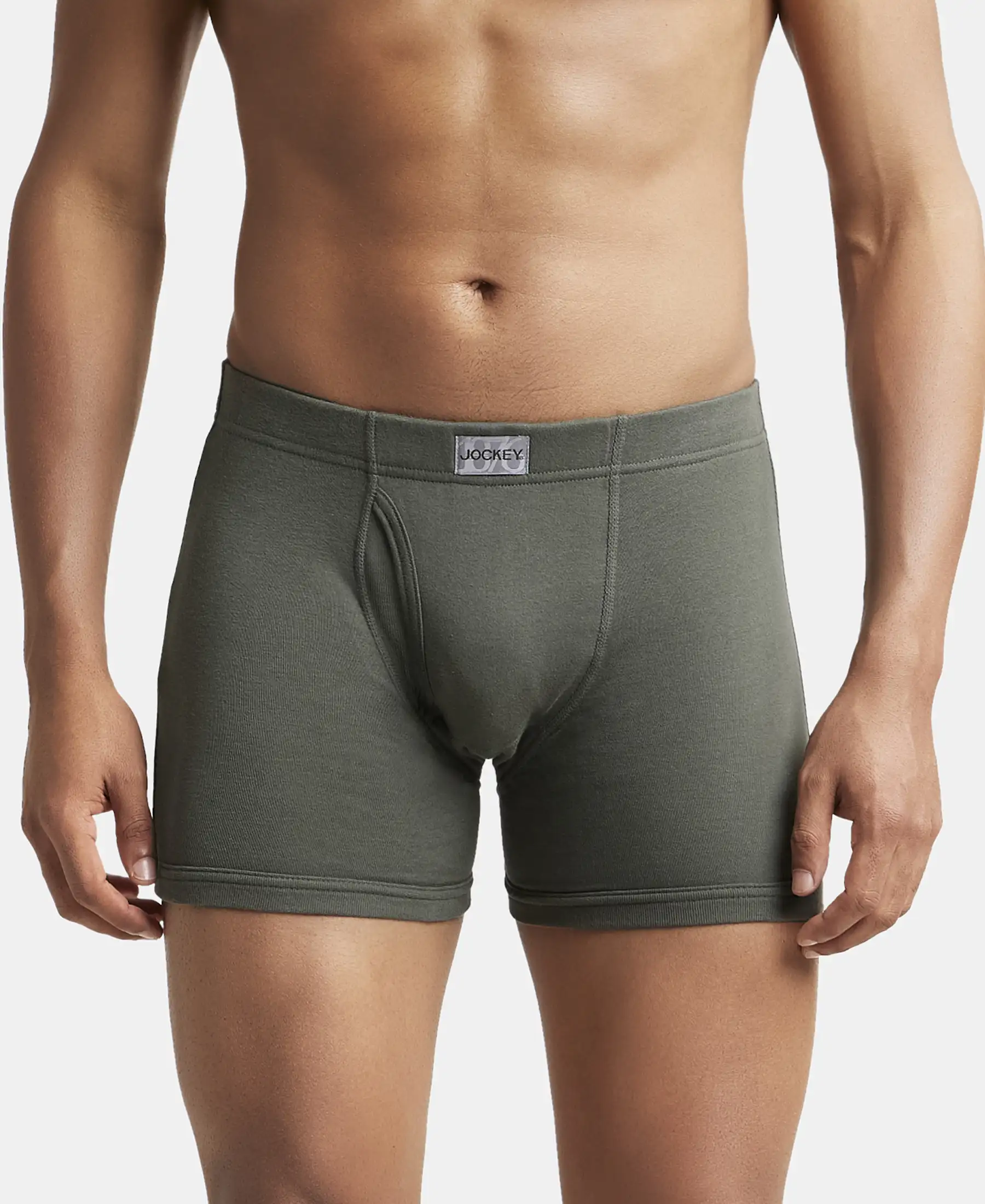 Super Combed Cotton Rib Solid Boxer Brief with Ultrasoft and Durable Waistband - Deep Olive