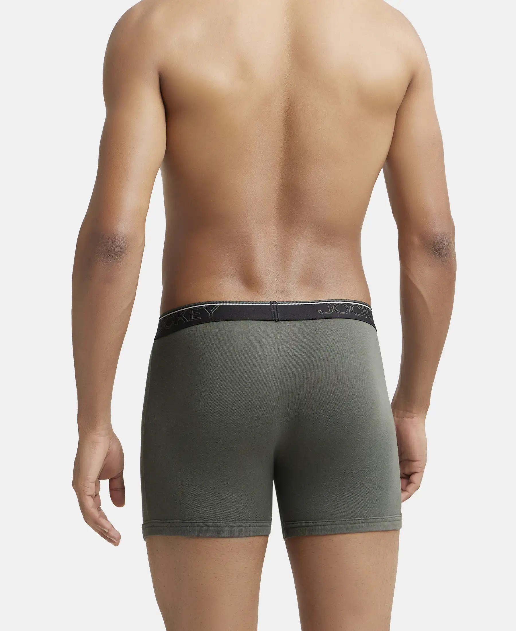 Super Combed Cotton Rib Solid Boxer Brief with Ultrasoft and Durable Waistband - Deep Olive - Image 3