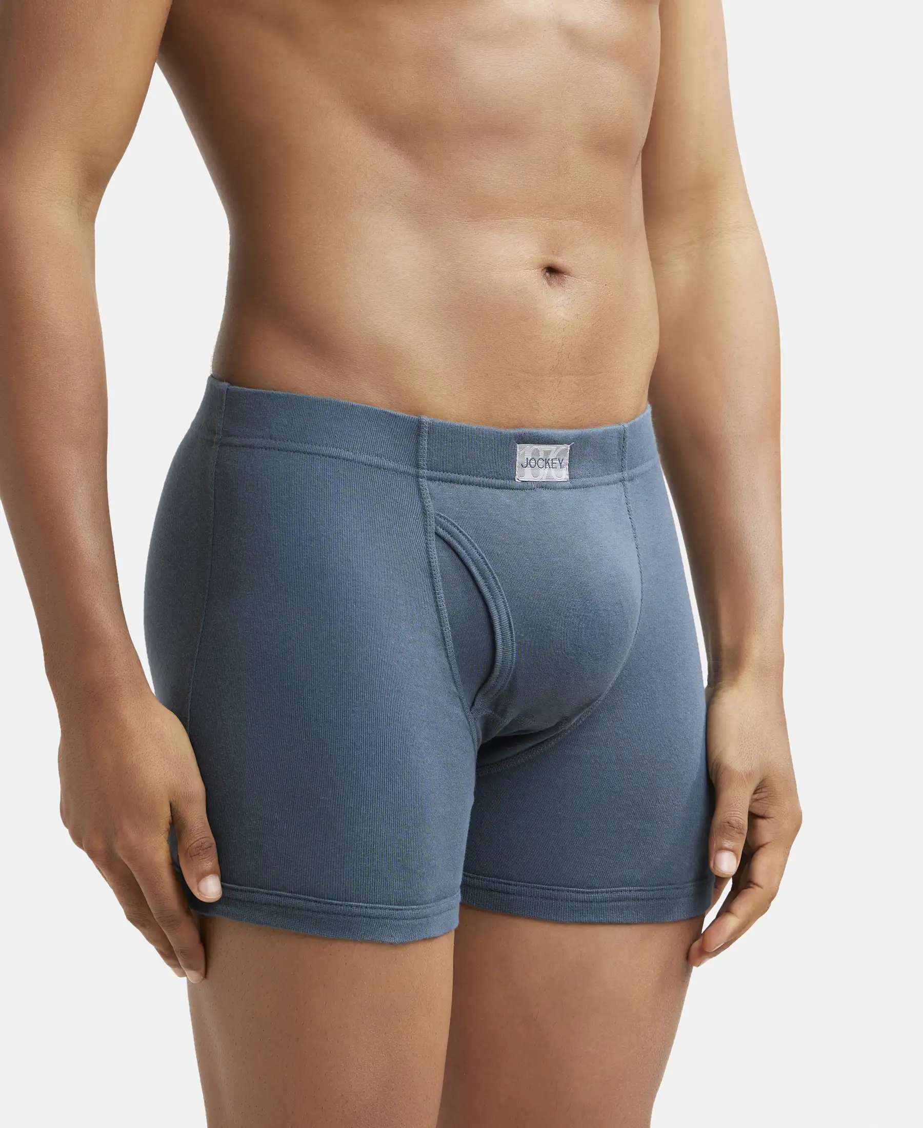 Super Combed Cotton Rib Solid Boxer Brief with Ultrasoft and Durable Waistband - Deep Slate - Image 2