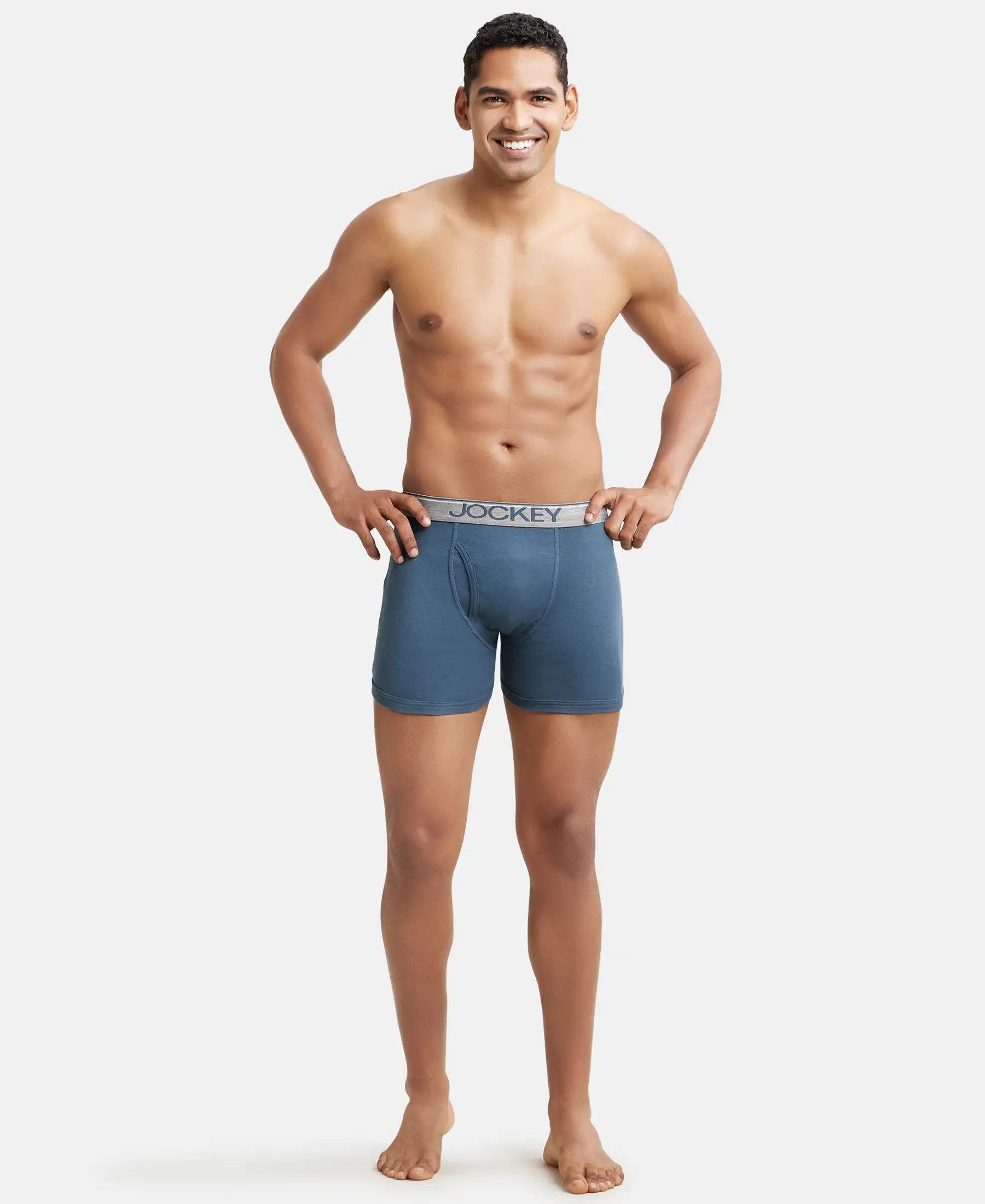 Super Combed Cotton Rib Solid Boxer Brief with Ultrasoft and Durable Waistband - Deep Slate - Image 4