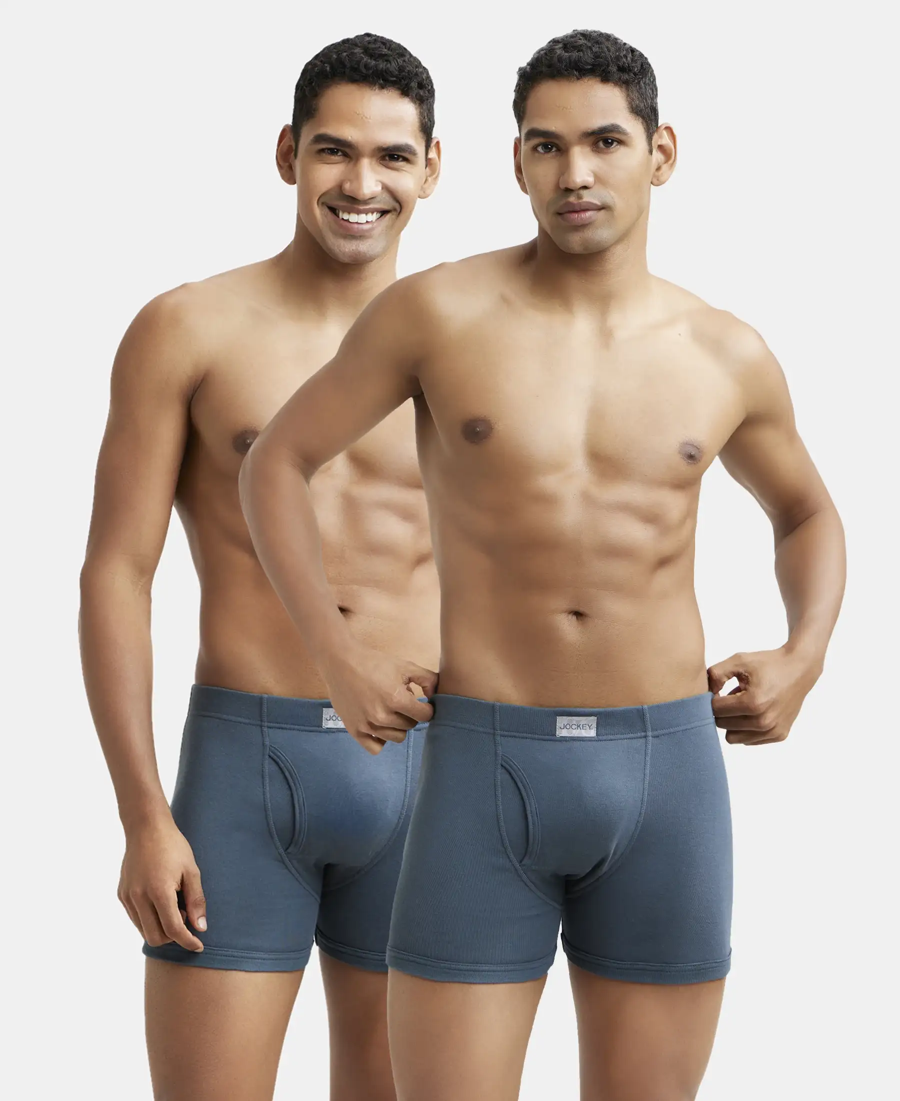 Super Combed Cotton Rib Solid Boxer Brief with Ultrasoft and Durable Waistband - Deep Slate (Pack of 2)