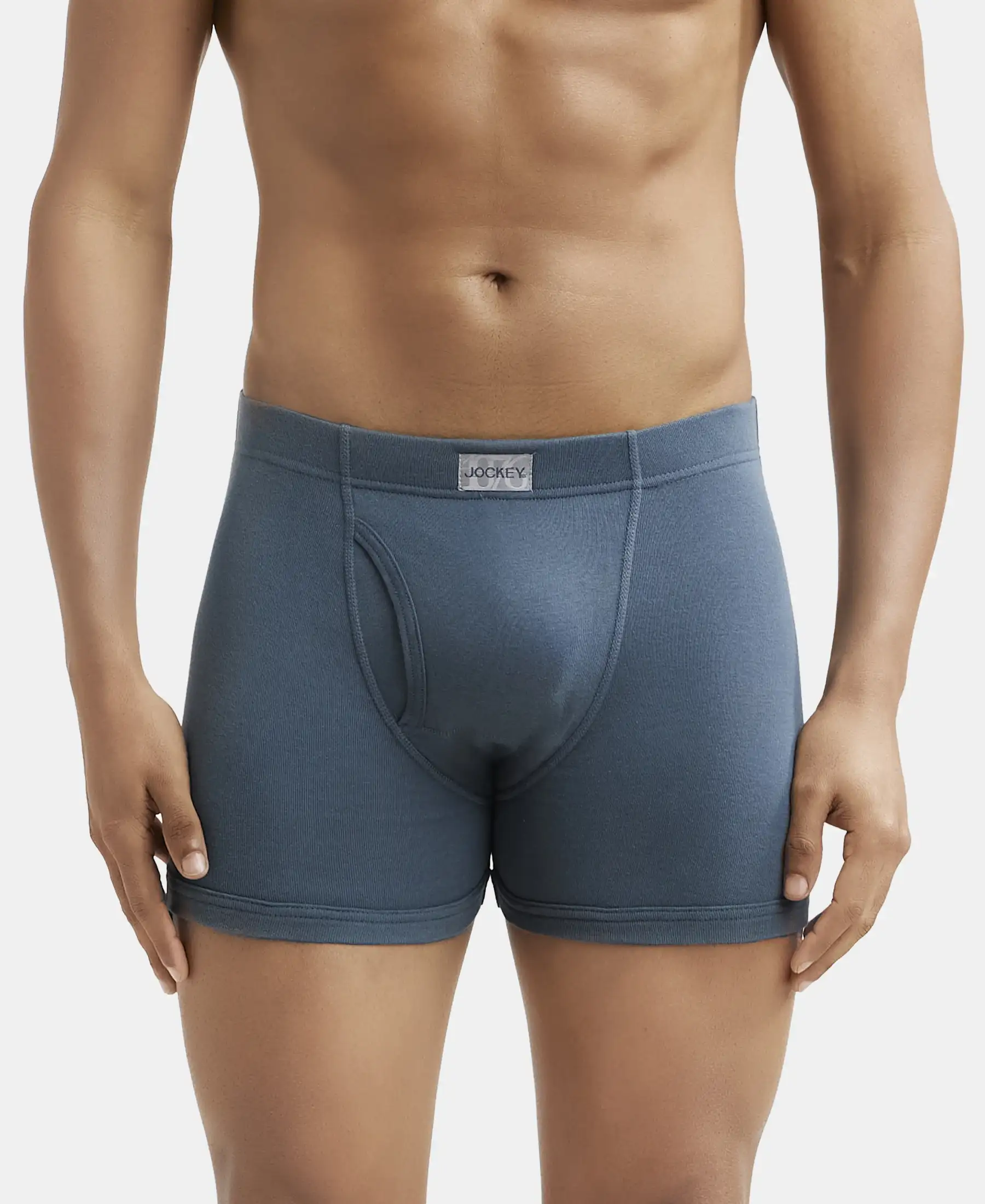 Super Combed Cotton Rib Solid Boxer Brief with Ultrasoft and Durable Waistband - Deep Slate (Pack of 2) - Image 7