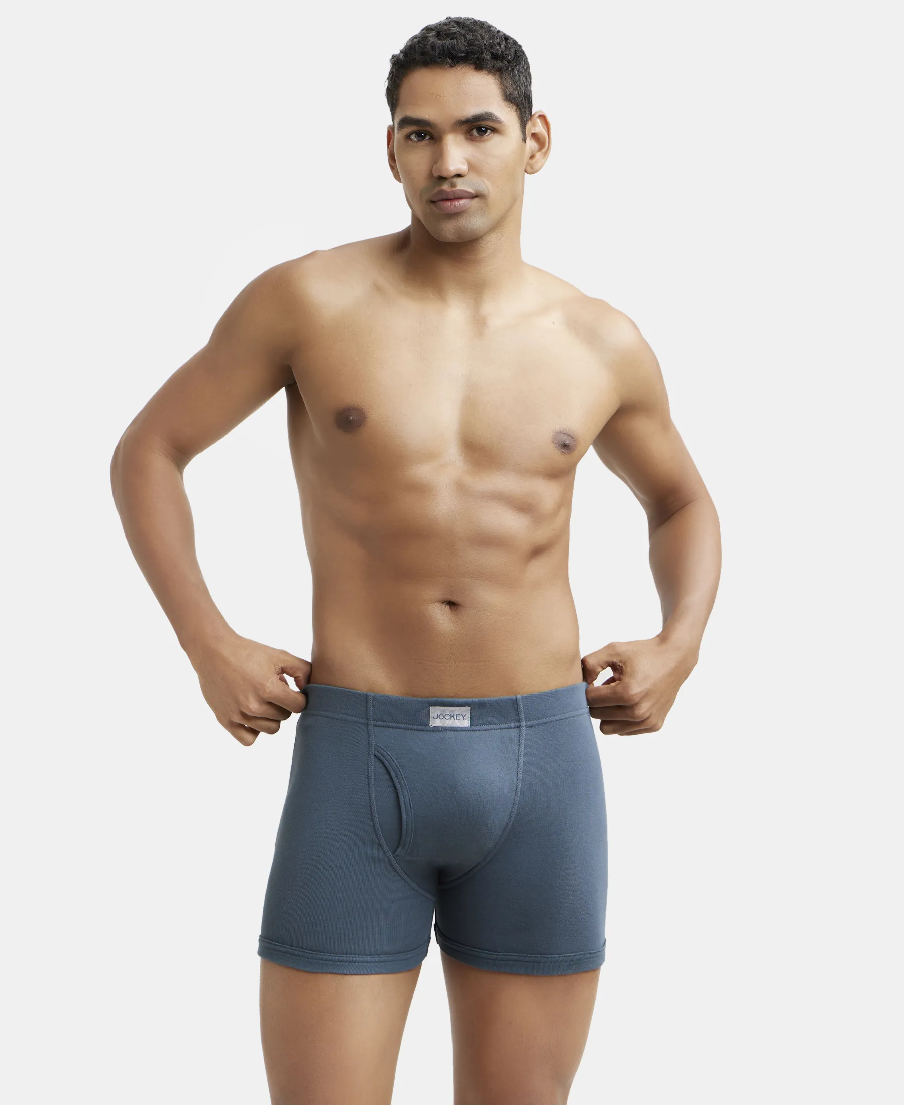 Super Combed Cotton Rib Solid Boxer Brief with Ultrasoft and Durable Waistband - Deep Slate (Pack of 2) - Image 9