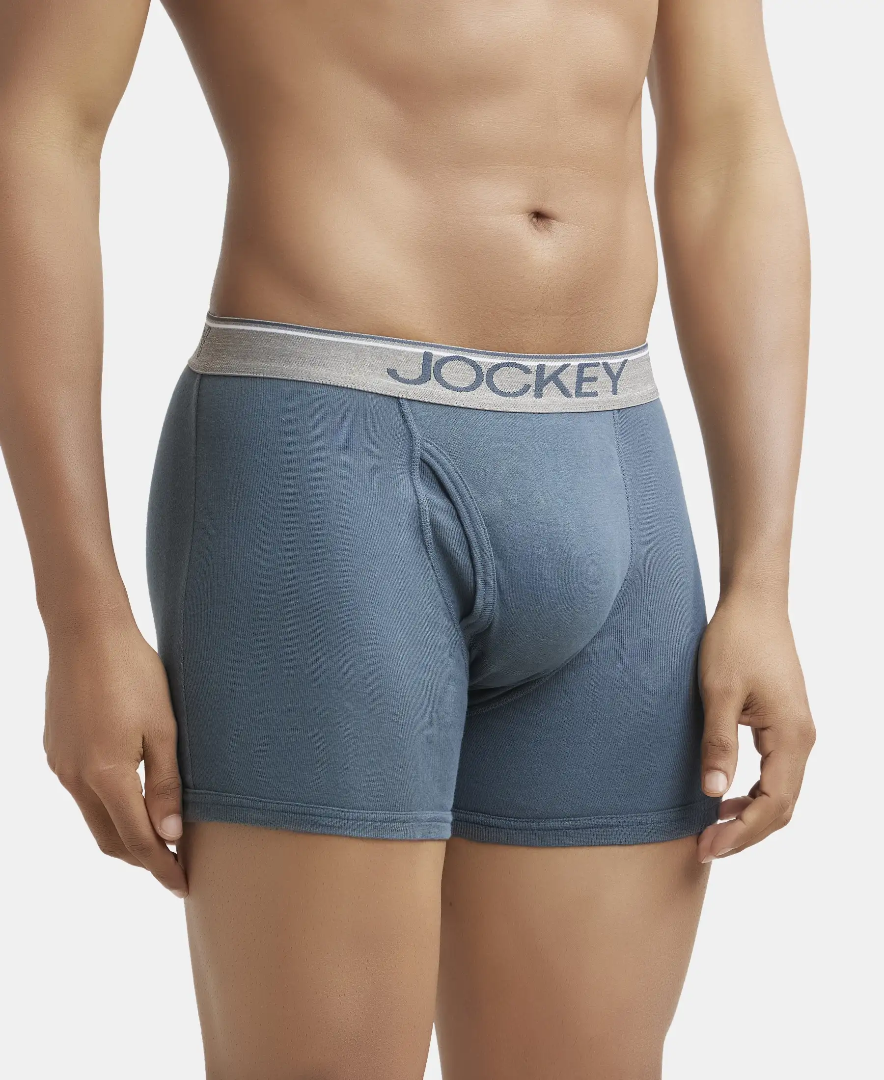 Super Combed Cotton Rib Solid Boxer Brief with Ultrasoft and Durable Waistband - Deep Slate (Pack of 2) - Image 2