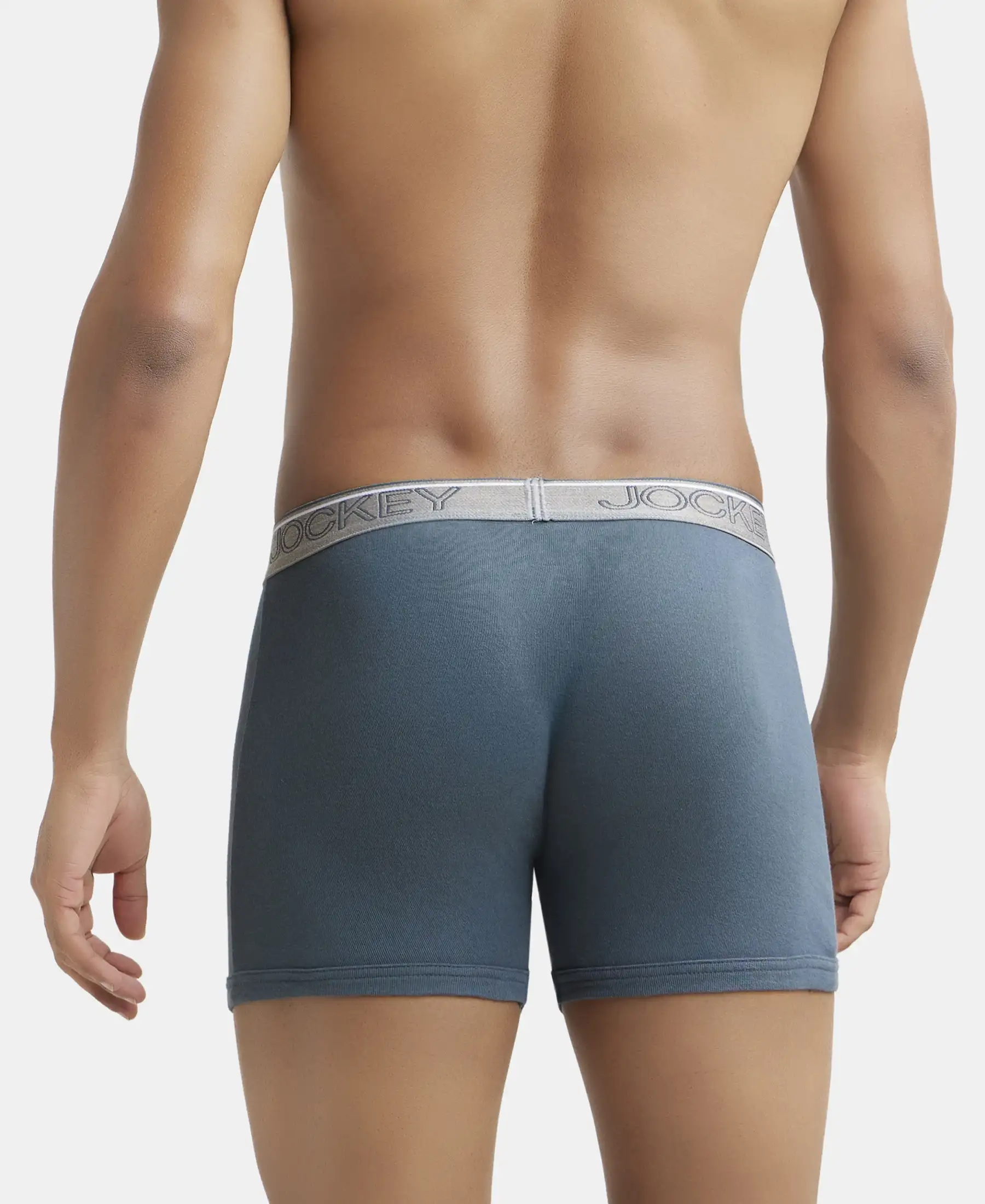 Super Combed Cotton Rib Solid Boxer Brief with Ultrasoft and Durable Waistband - Deep Slate (Pack of 2) - Image 3