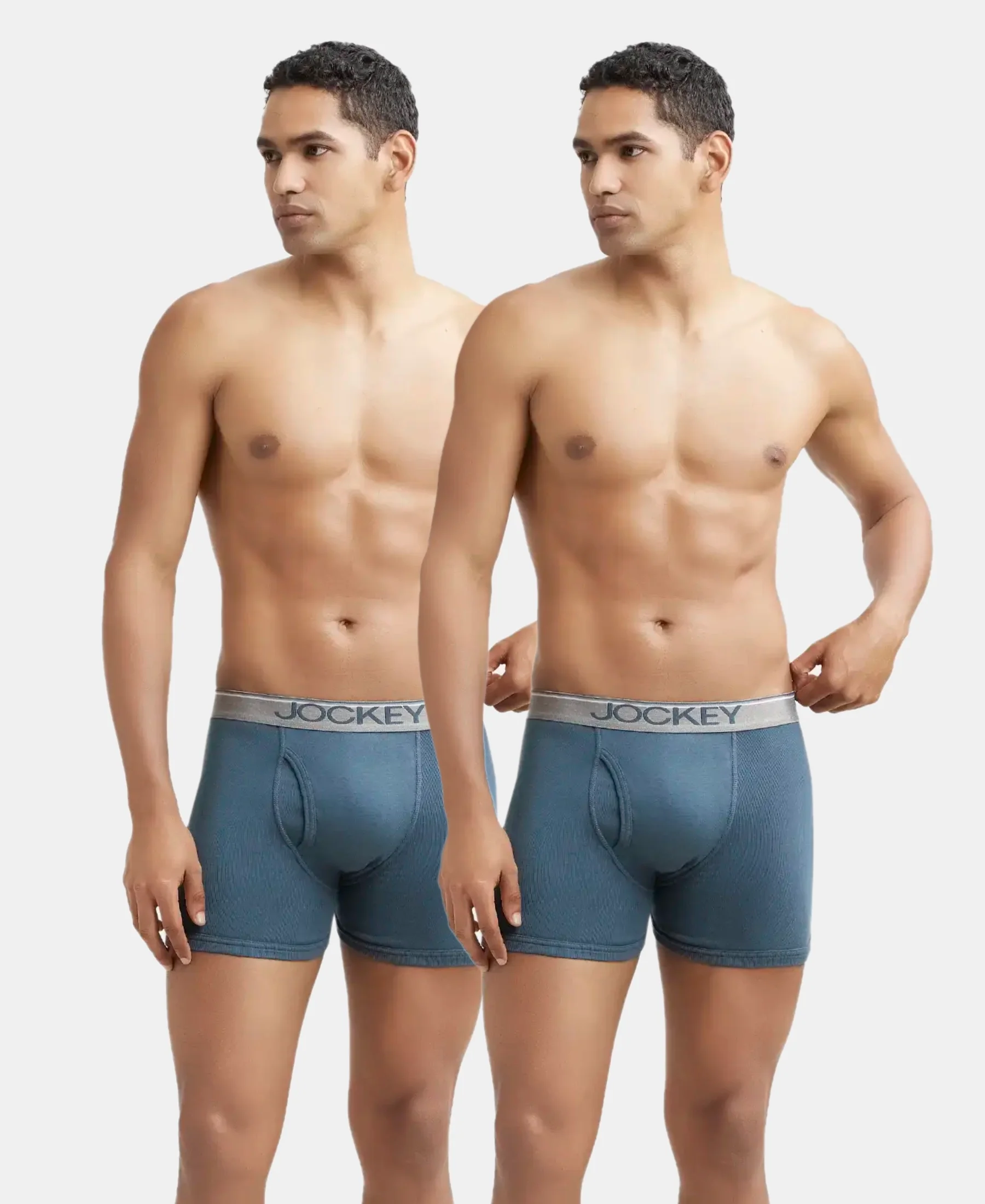 Super Combed Cotton Rib Solid Boxer Brief with Ultrasoft and Durable Waistband - Deep Slate (Pack of 2) - Image 5