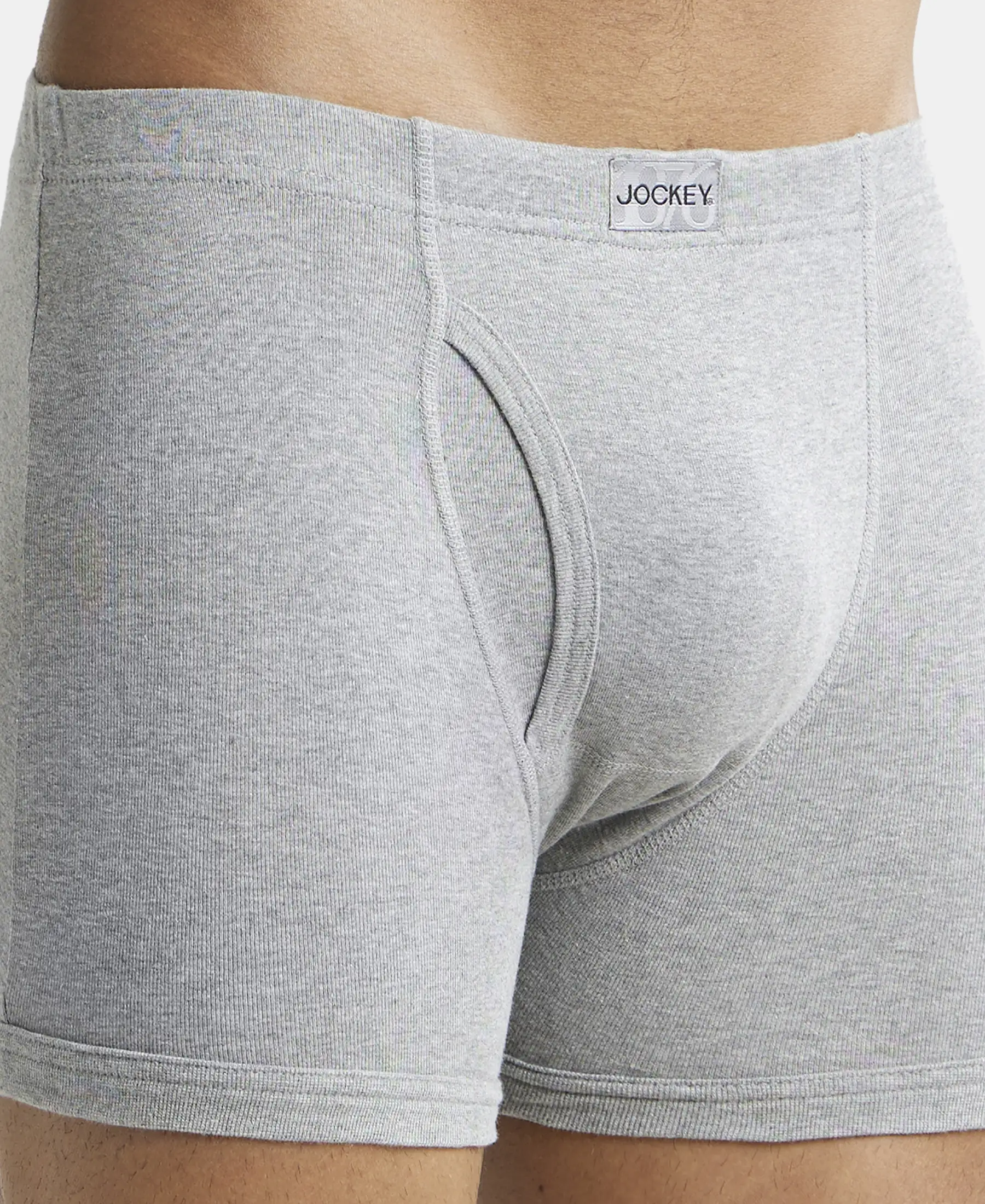Super Combed Cotton Rib Solid Boxer Brief with Ultrasoft and Durable Waistband - Grey Melange (Pack of 2) - Image 6