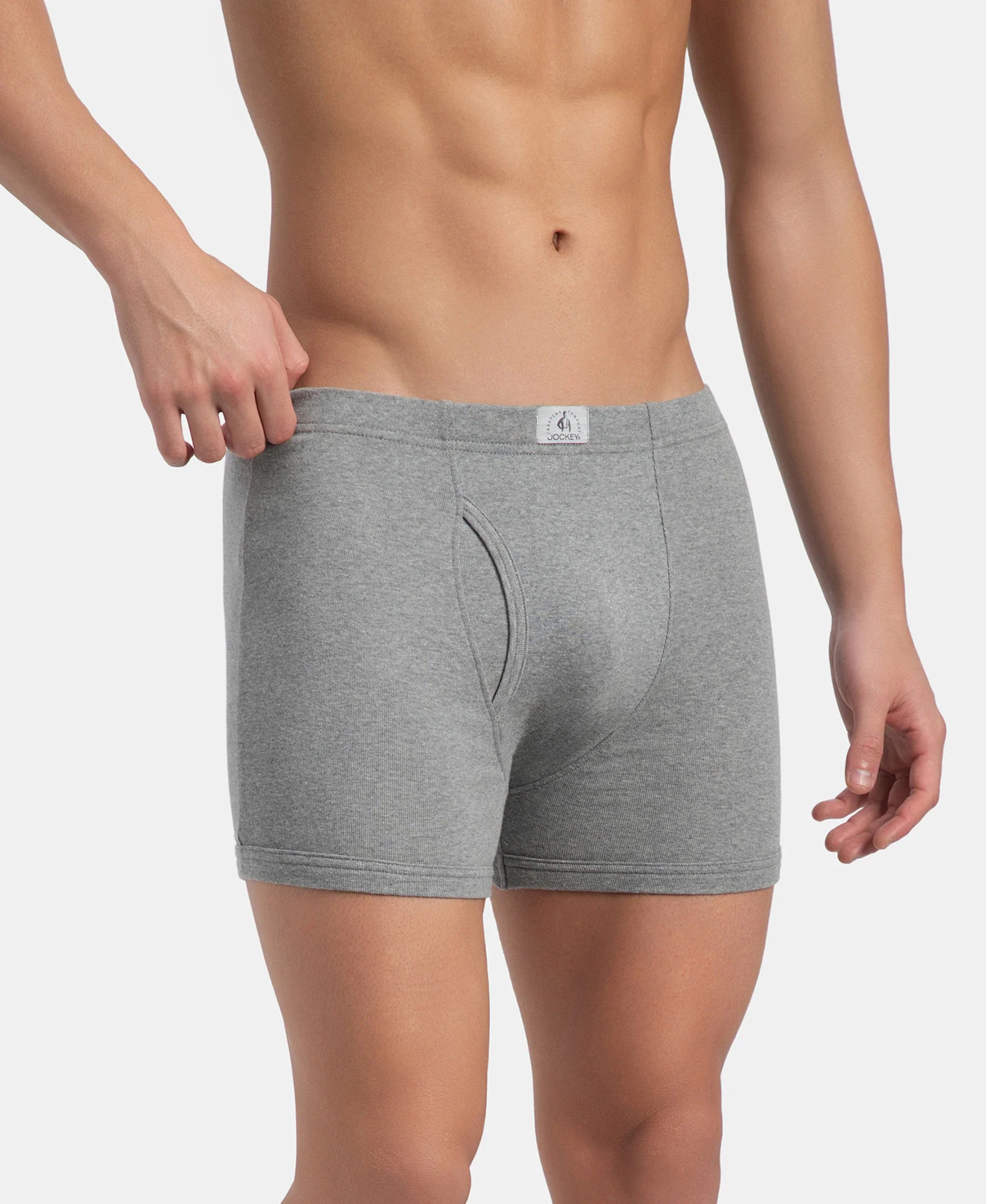 Super Combed Cotton Rib Solid Boxer Brief with Ultrasoft and Durable Waistband - Grey Melange, Port Royale & Dark Denim (Pack of 3) - Image 9