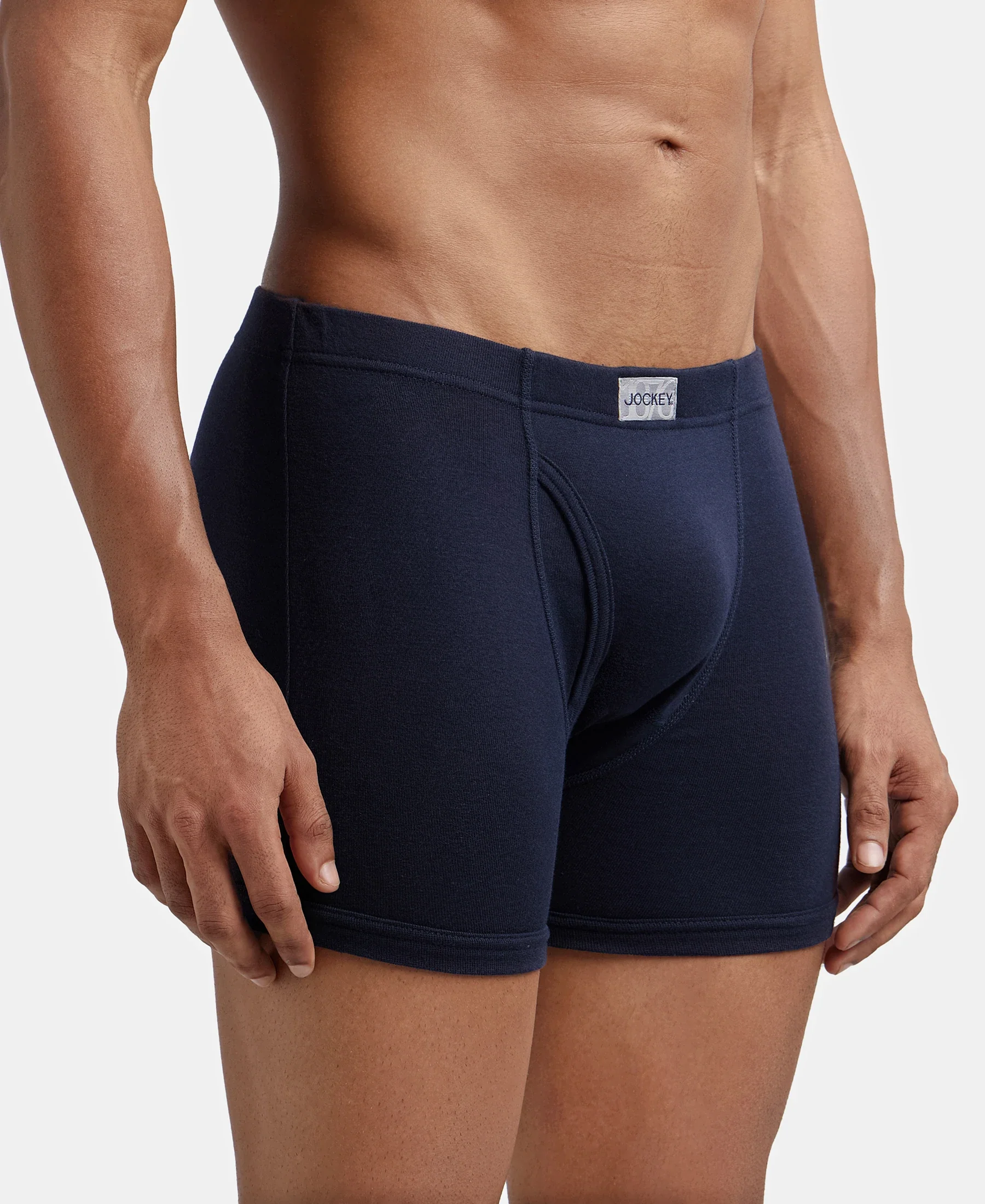 Super Combed Cotton Rib Solid Boxer Brief with Ultrasoft and Durable Waistband - Navy/Charcoal Melange/Grey Melange (Pack of 3) - Image 11