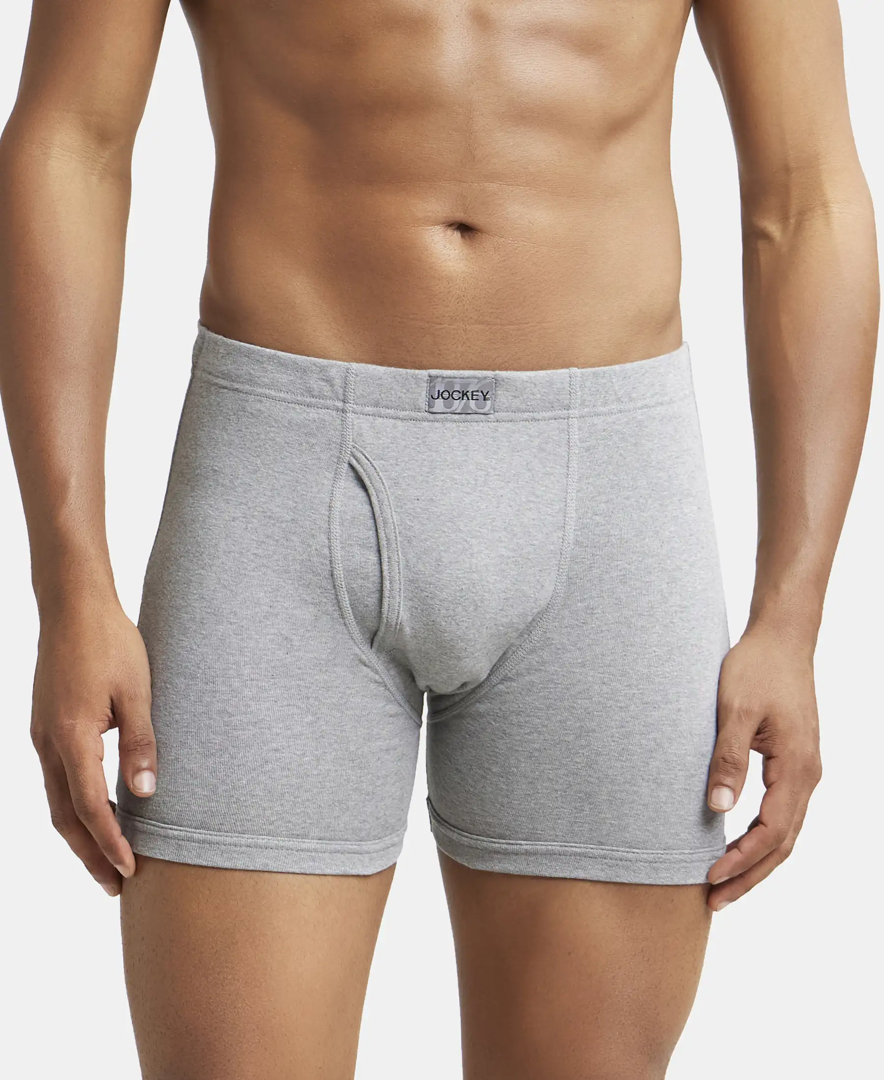 Super Combed Cotton Rib Solid Boxer Brief with Ultrasoft and Durable Waistband - Navy/Charcoal Melange/Grey Melange (Pack of 3) - Image 17