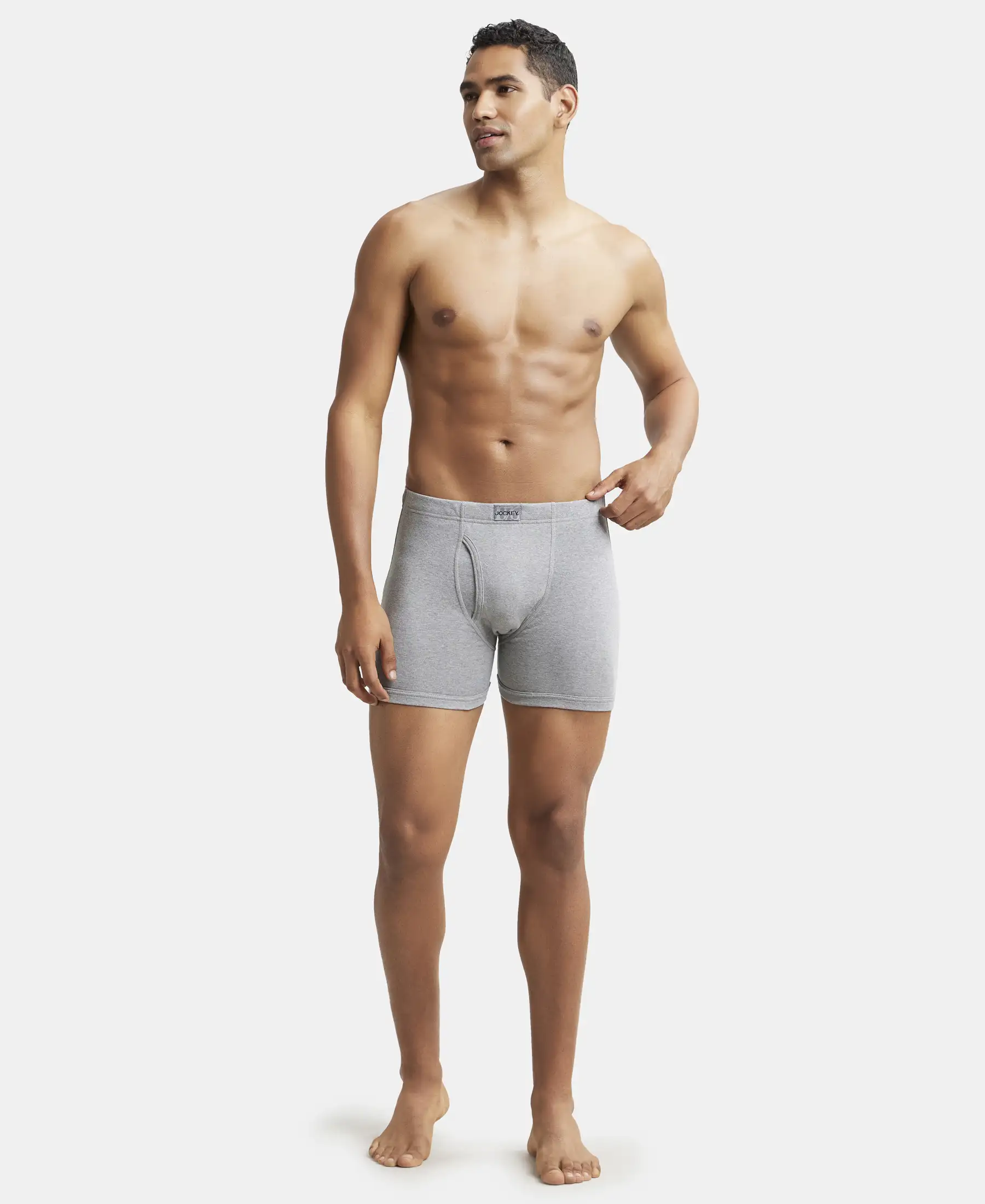 Super Combed Cotton Rib Solid Boxer Brief with Ultrasoft and Durable Waistband - Navy/Charcoal Melange/Grey Melange (Pack of 3) - Image 20