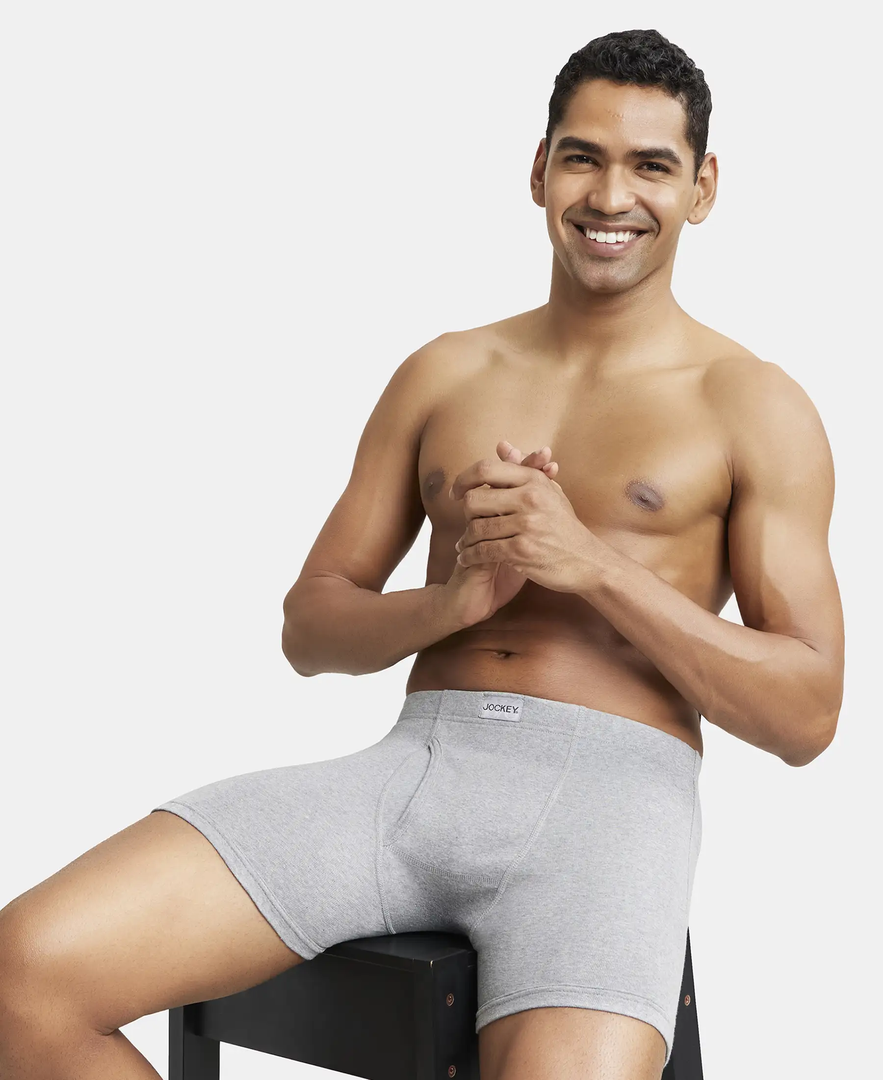 Super Combed Cotton Rib Solid Boxer Brief with Ultrasoft and Durable Waistband - Navy/Charcoal Melange/Grey Melange (Pack of 3) - Image 21
