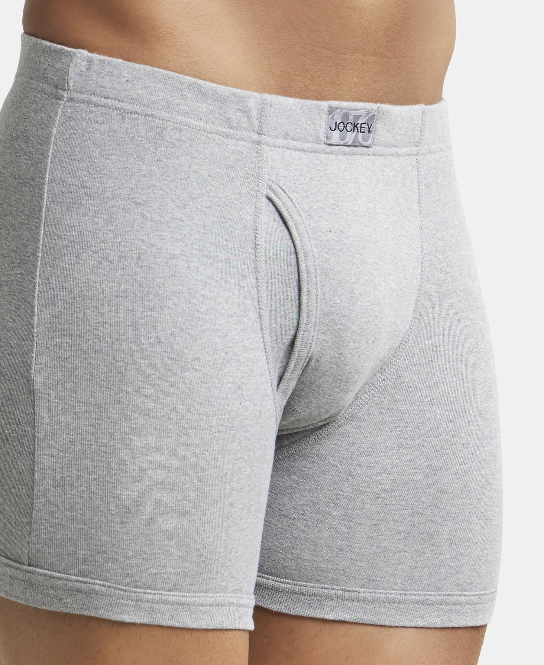 Super Combed Cotton Rib Solid Boxer Brief with Ultrasoft and Durable Waistband - Navy/Charcoal Melange/Grey Melange (Pack of 3) - Image 22