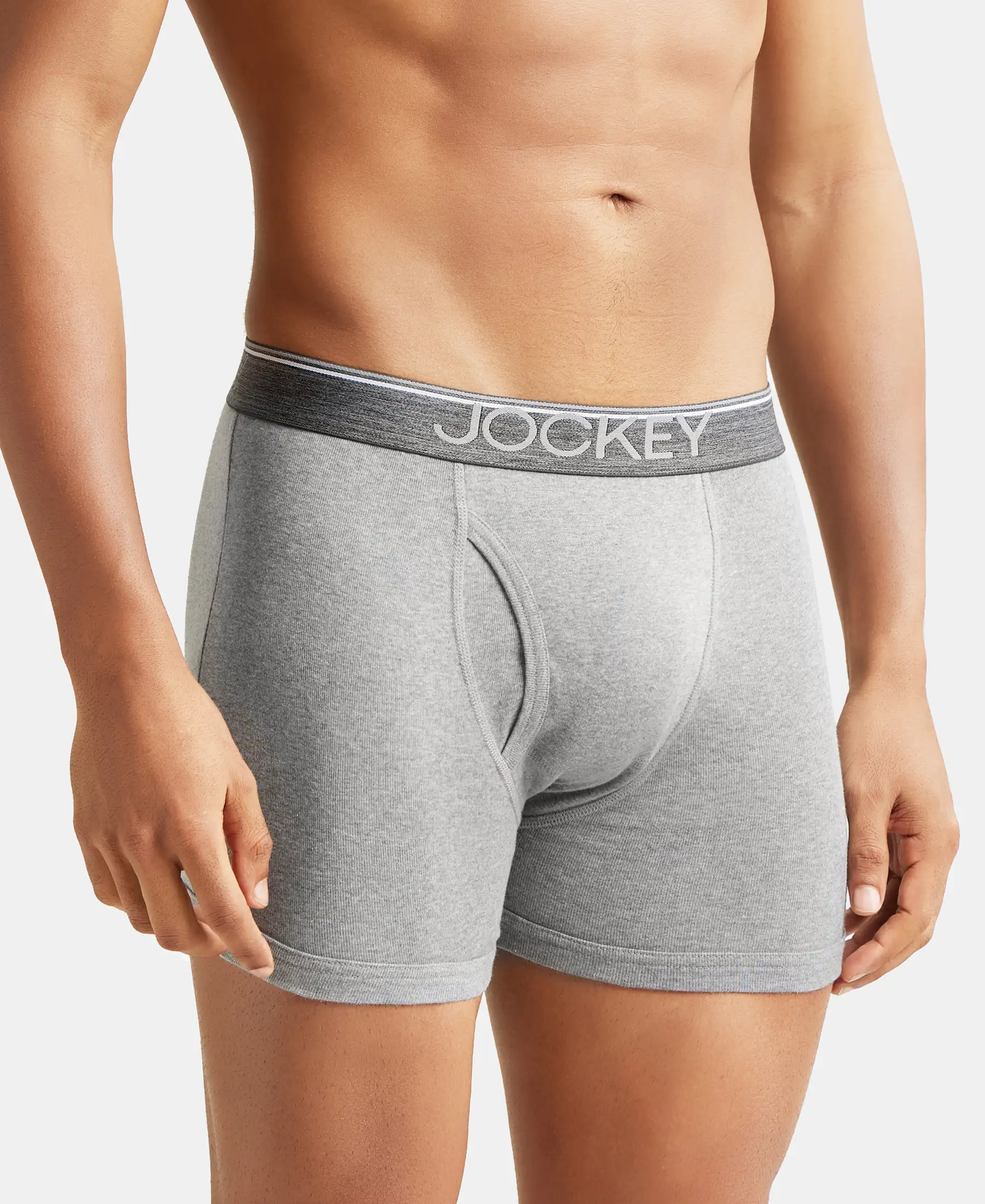 Super Combed Cotton Rib Solid Boxer Brief with Ultrasoft and Durable Waistband - Navy/Charcoal Melange/Grey Melange (Pack of 3) - Image 17