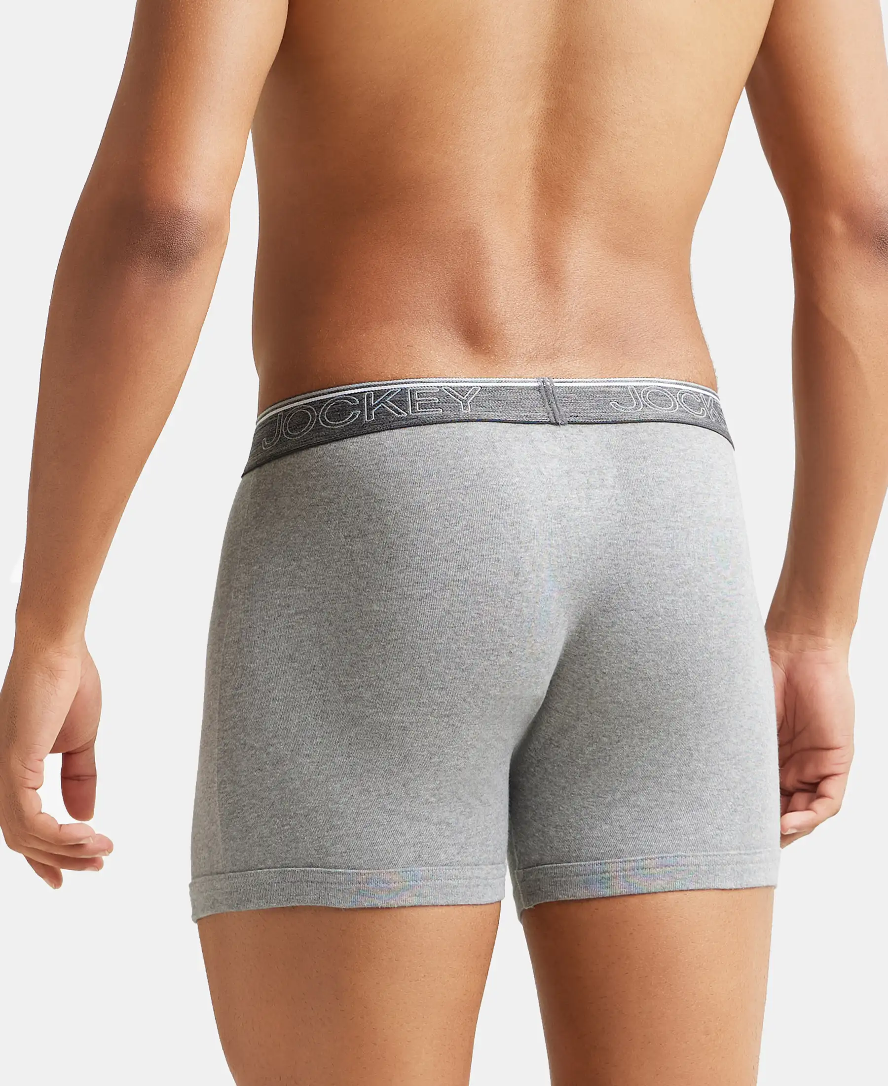 Super Combed Cotton Rib Solid Boxer Brief with Ultrasoft and Durable Waistband - Navy/Charcoal Melange/Grey Melange (Pack of 3) - Image 18