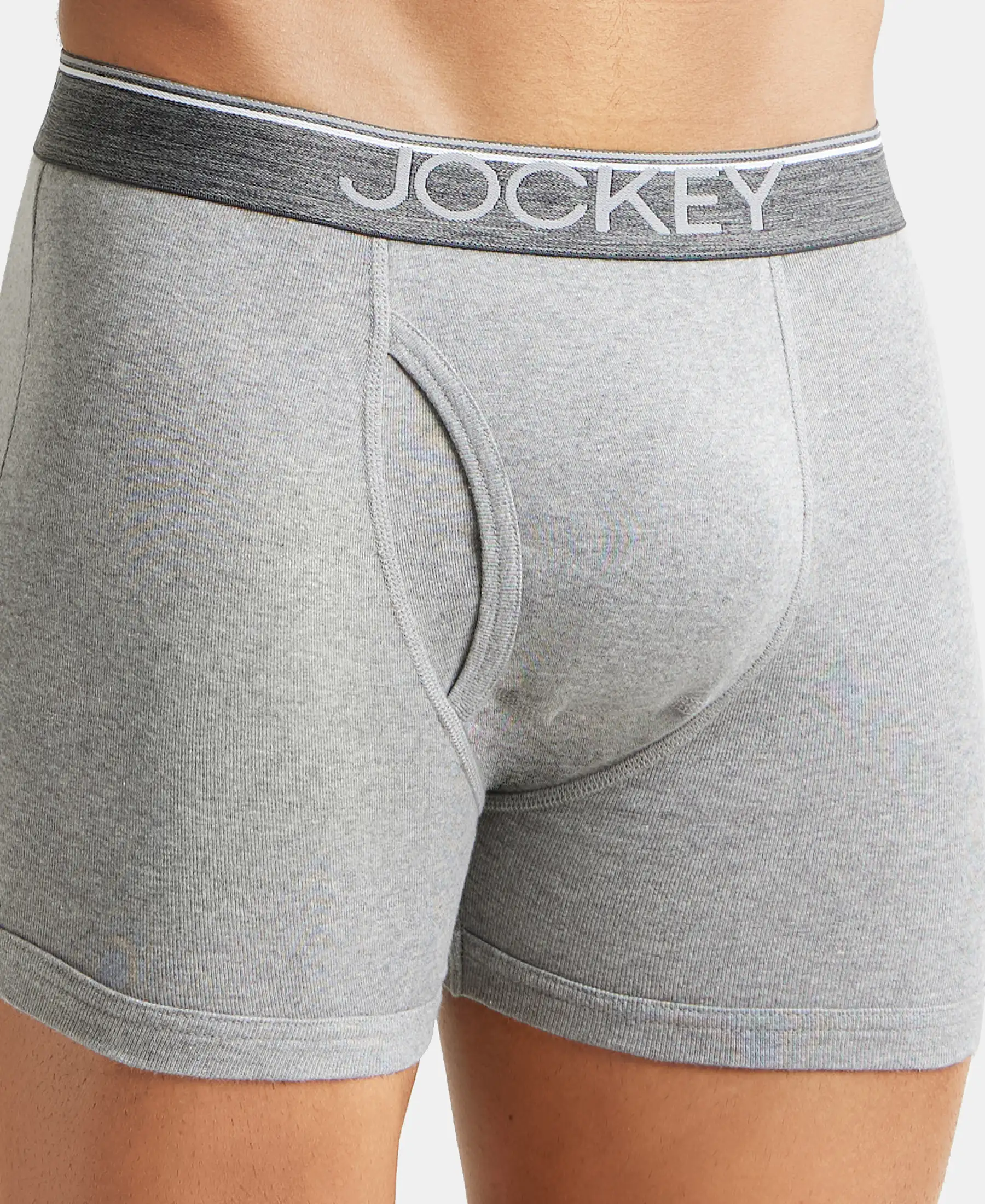 Super Combed Cotton Rib Solid Boxer Brief with Ultrasoft and Durable Waistband - Navy/Charcoal Melange/Grey Melange (Pack of 3) - Image 20
