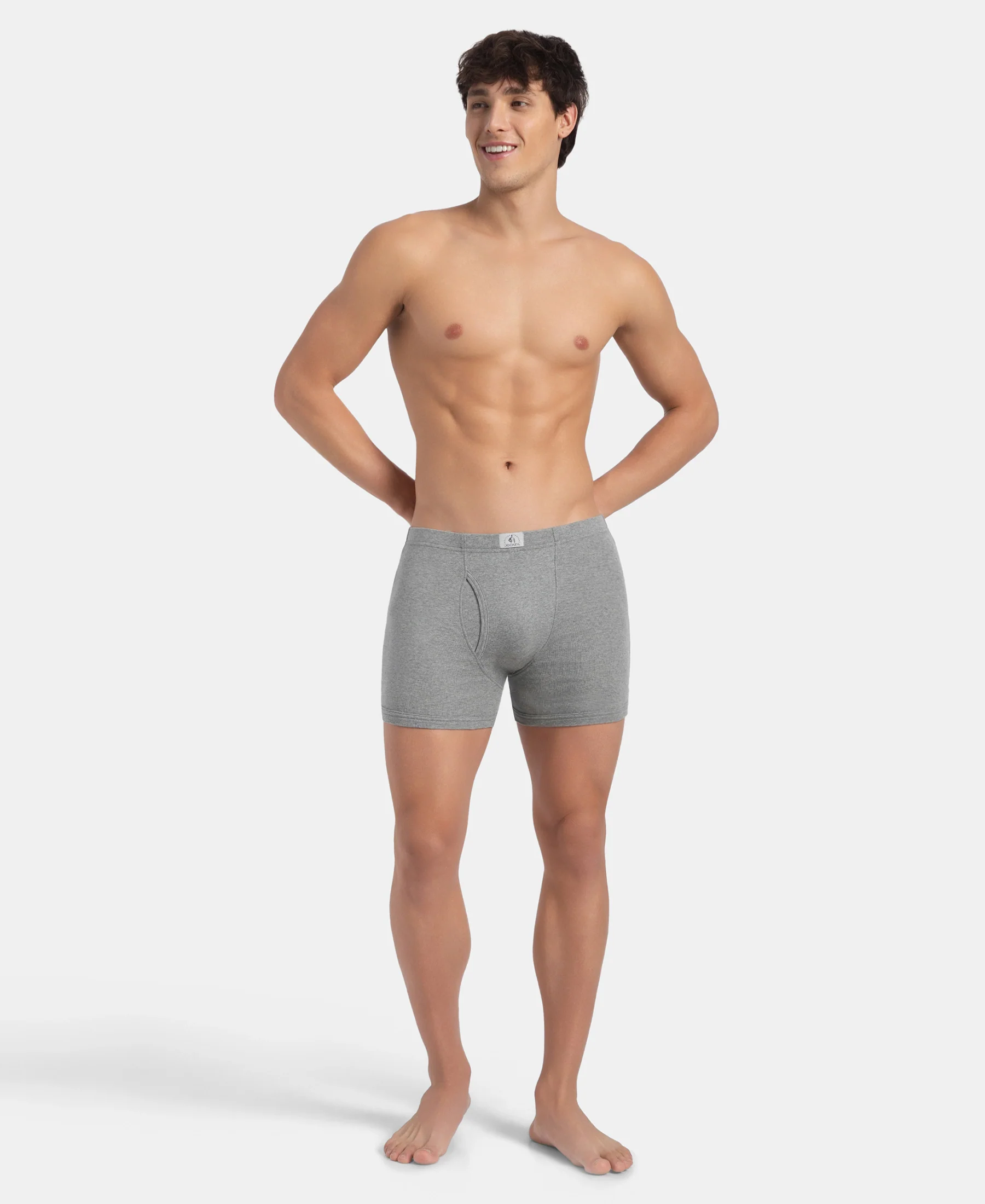 Super Combed Cotton Rib Solid Boxer Brief with Ultrasoft and Durable Waistband - Navy, Stellar & Grey Melange (Pack of 3) - Image 11