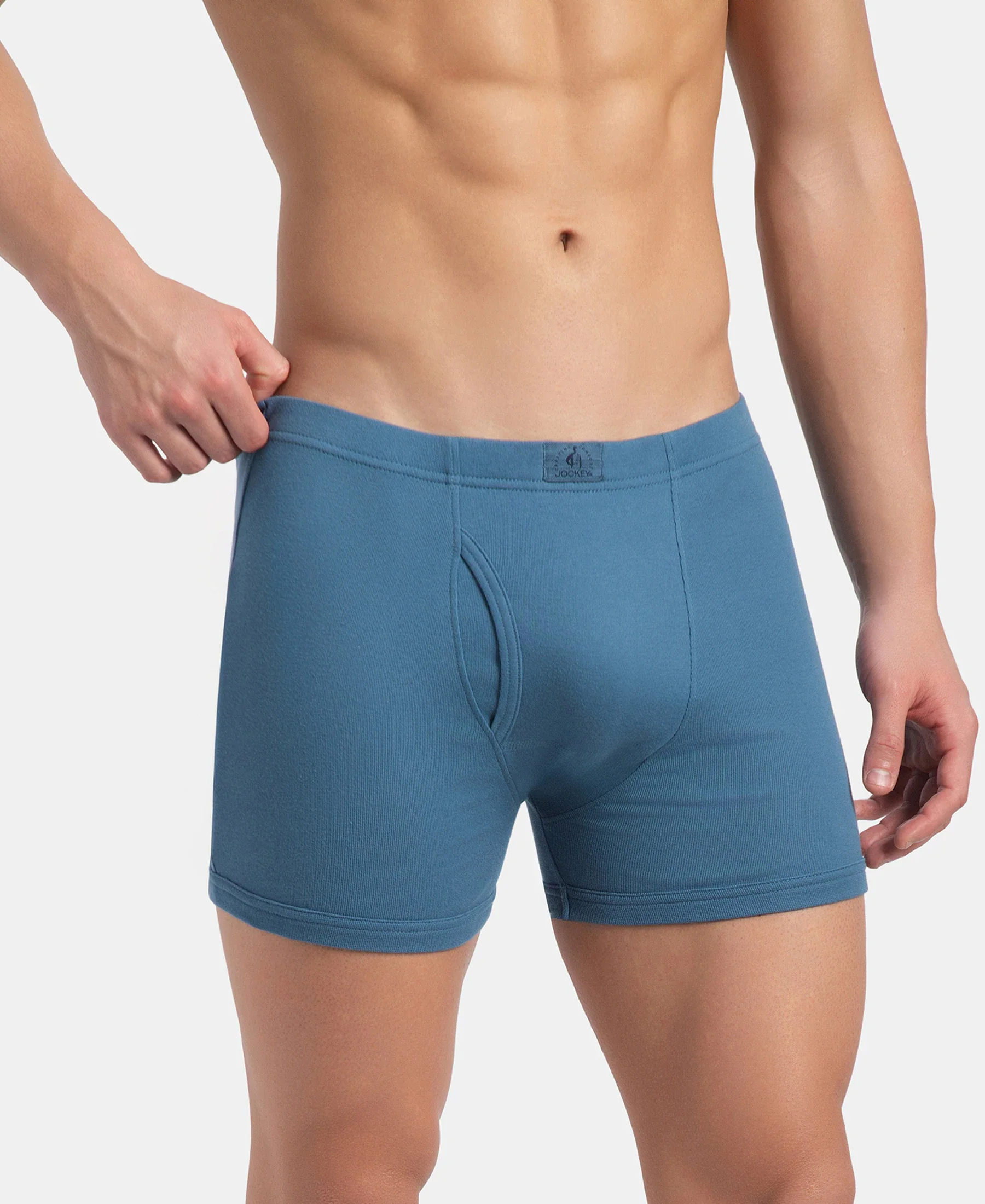 Super Combed Cotton Rib Solid Boxer Brief with Ultrasoft and Durable Waistband - Navy, Stellar & Grey Melange (Pack of 3) - Image 14