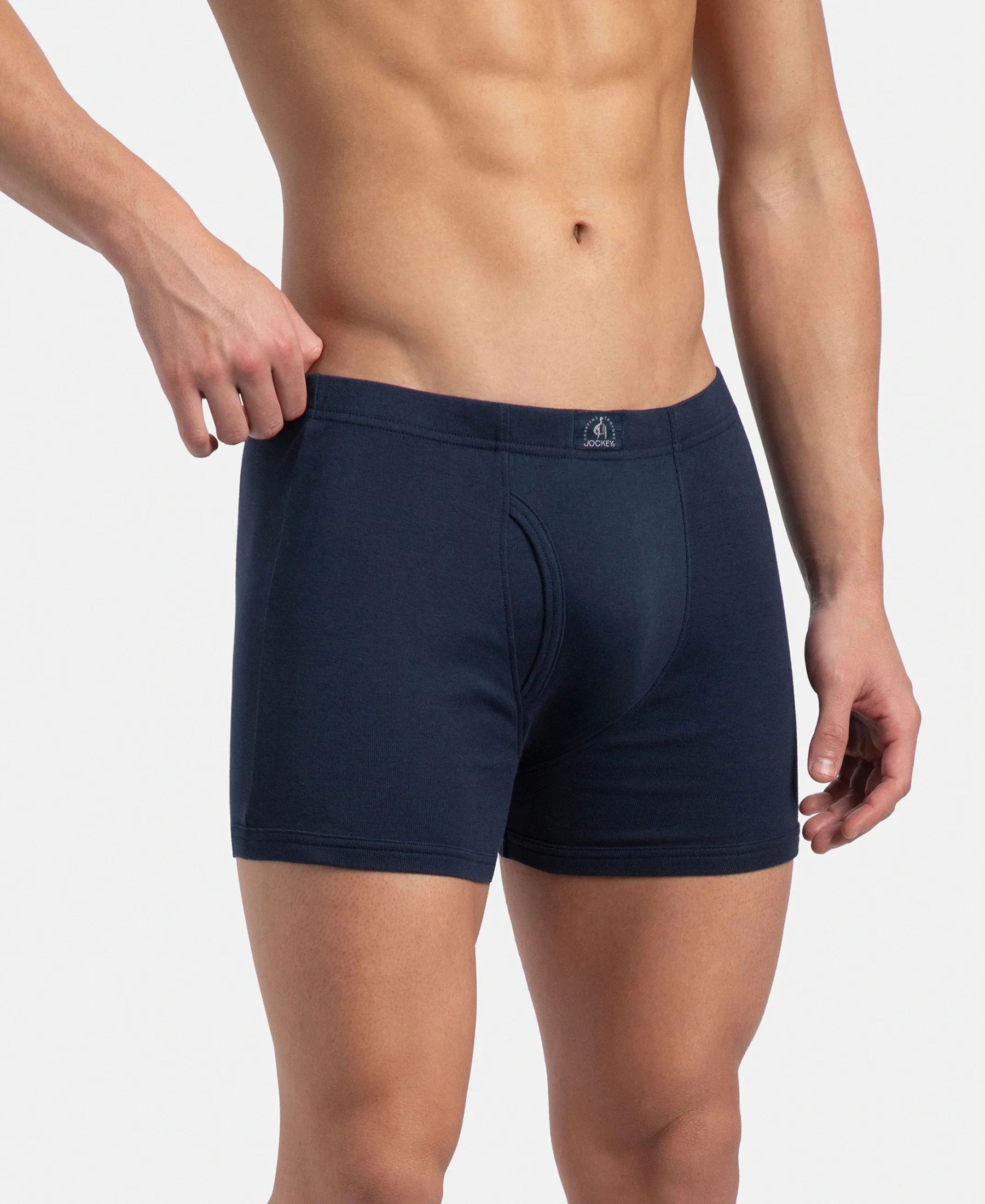 Super Combed Cotton Rib Solid Boxer Brief with Ultrasoft and Durable Waistband - Navy, Stellar & Grey Melange (Pack of 3) - Image 3