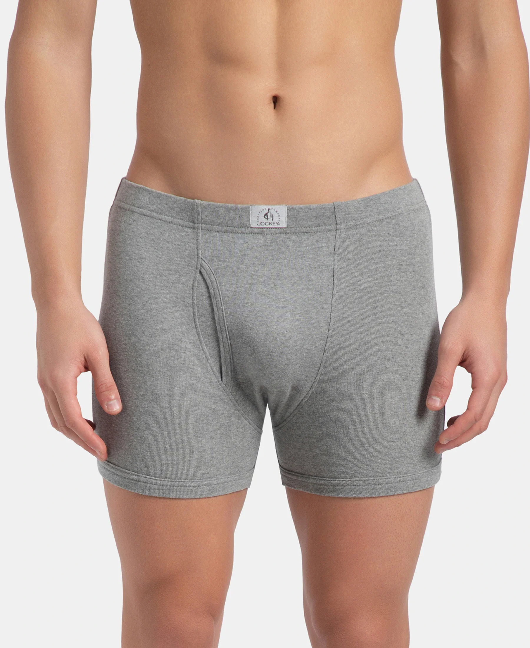 Super Combed Cotton Rib Solid Boxer Brief with Ultrasoft and Durable Waistband - Navy, Stellar & Grey Melange (Pack of 3) - Image 8
