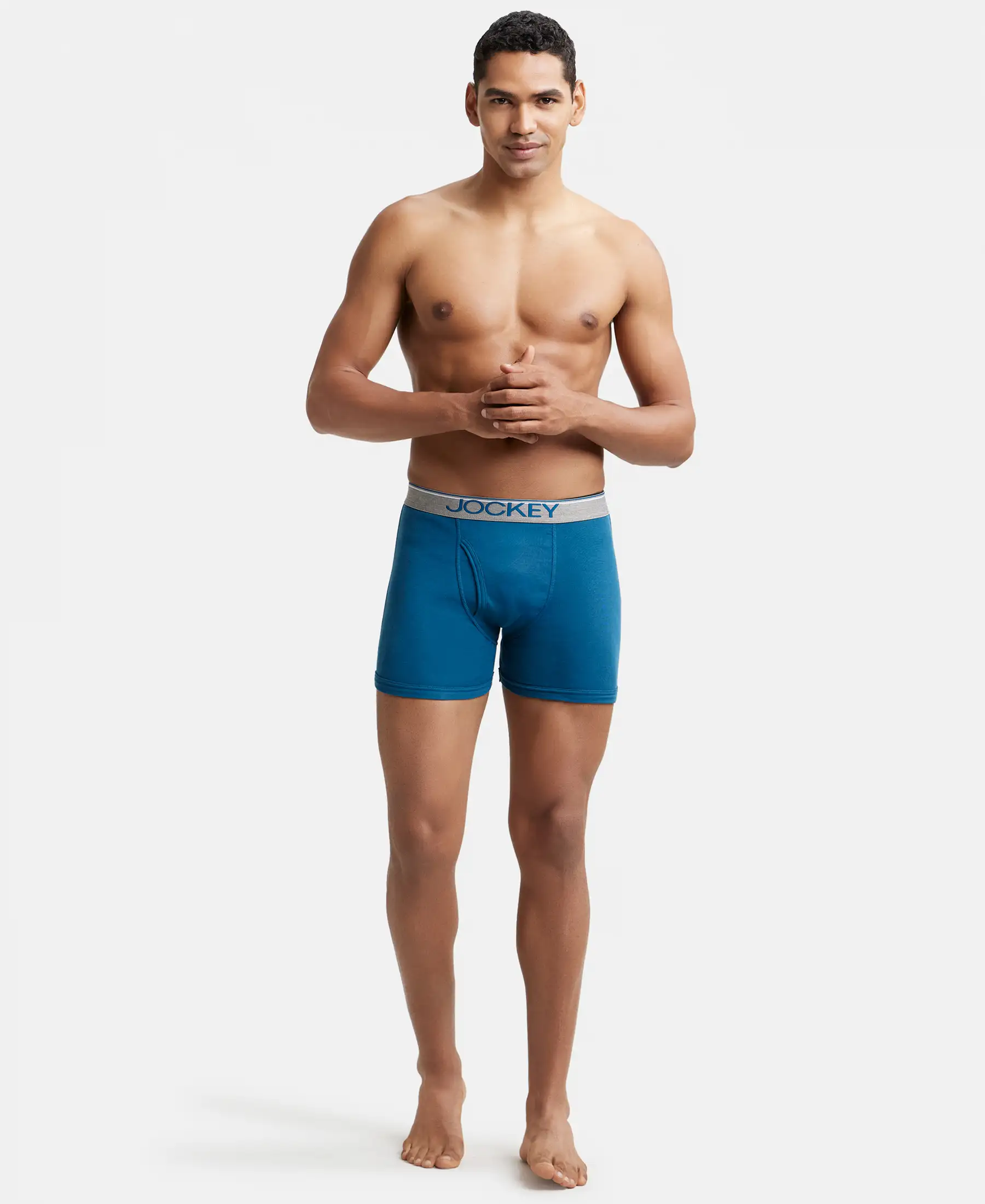 Super Combed Cotton Rib Solid Boxer Brief with Ultrasoft and Durable Waistband - Seaport Teal - Image 4